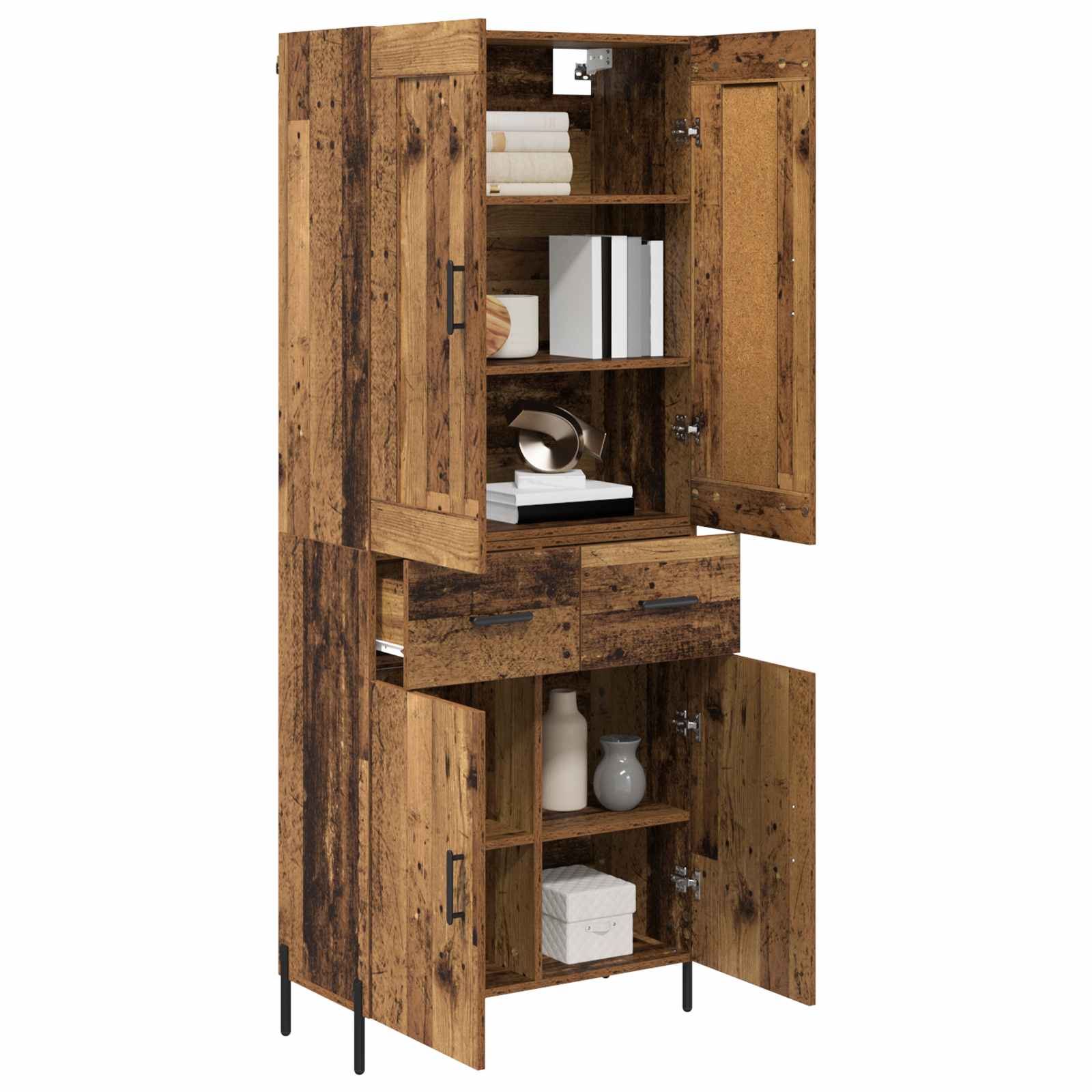Haut Armoire 2 pc Bois Ancien 69,5 x 34 x 180 cm