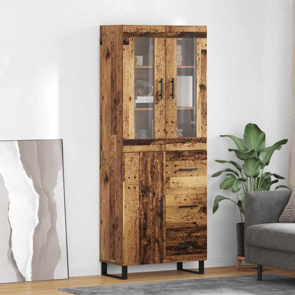 Haut Armoire 2 pcs Bois Ancien Bois Aggloméré et Verre - XIOS