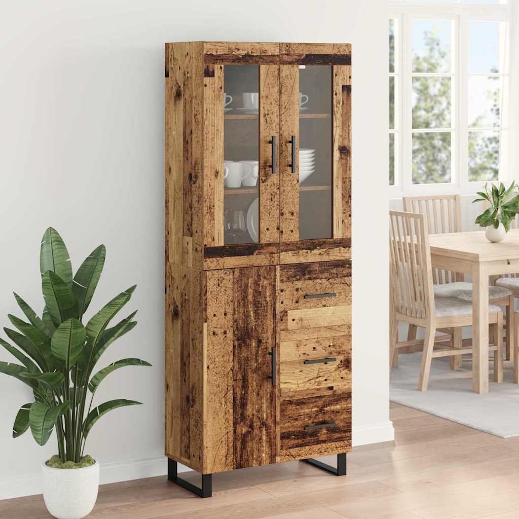 Haut Armoire 2 pcs Bois Ancien Bois Aggloméré et Verre - XIOS