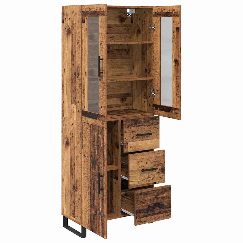 Haut Armoire 2 pcs Bois Ancien Bois Aggloméré et Verre - XIOS