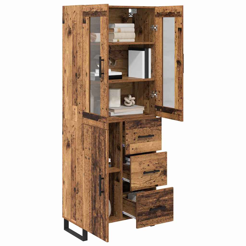 Haut Armoire 2 pcs Bois Ancien Bois Aggloméré et Verre - XIOS