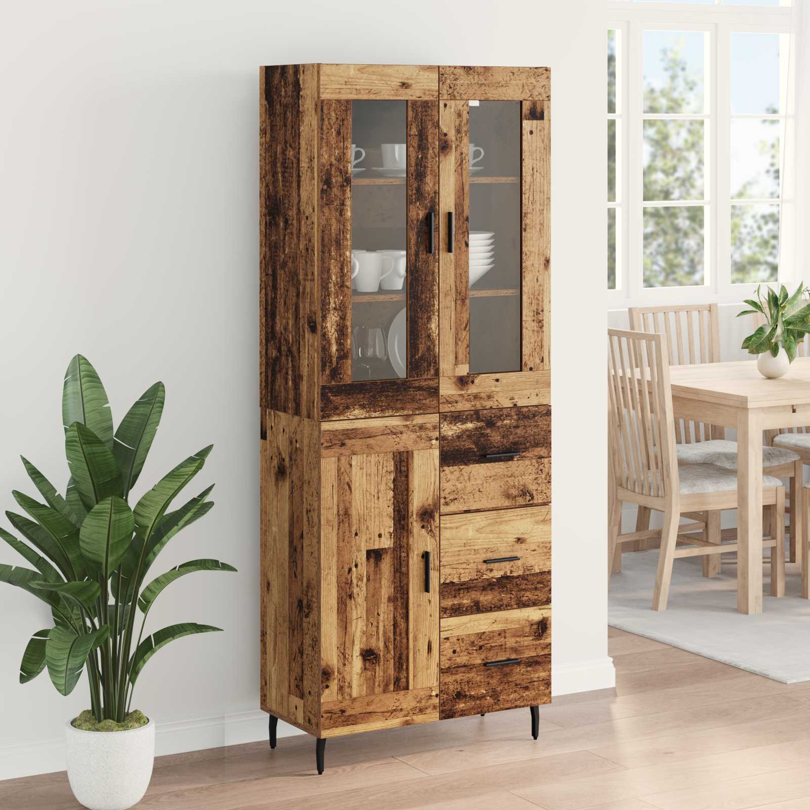 Haut Armoire avec tiroir 2 pcs Bois Ancien Bois d'ingénierie - XIOS