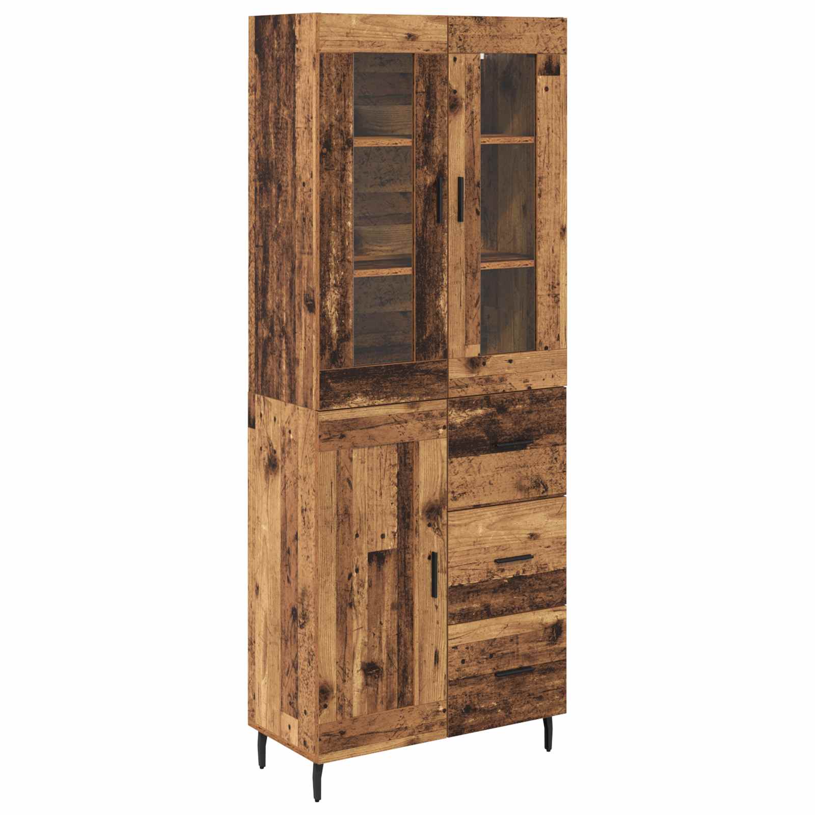 Haut Armoire 2 pcs Bois Ancien Bois Aggloméré et Verre - XIOS