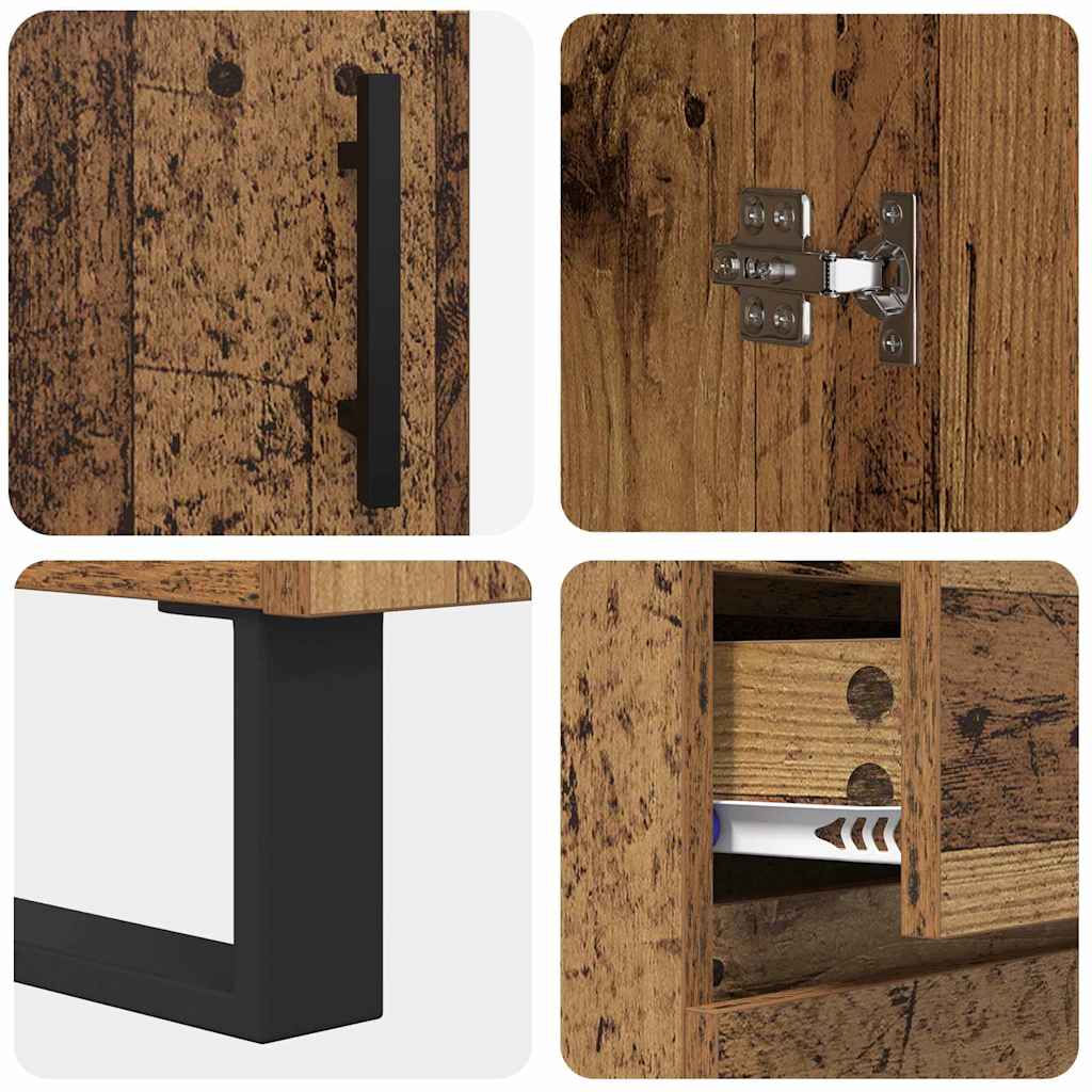 Haut Armoire 2 pcs Bois Ancien Bois Aggloméré et Verre - XIOS