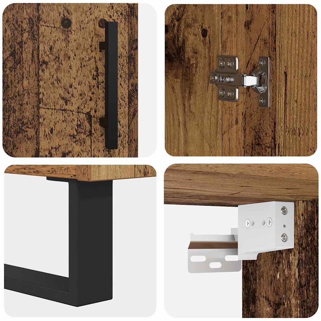 Haut Armoire 2 pcs Bois Ancien Bois Aggloméré et Verre - XIOS