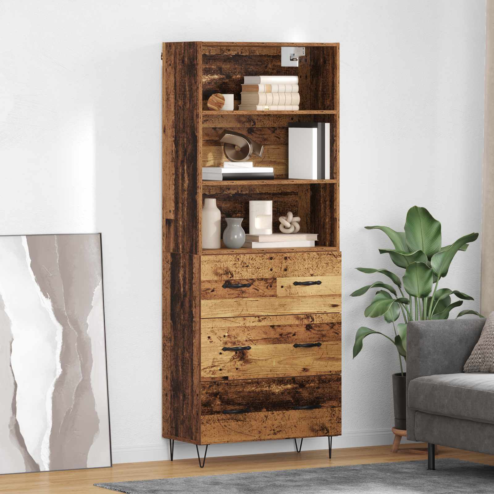 Haut Armoire 2 pc Bois ancien 69,5 x 34 x 180 cm