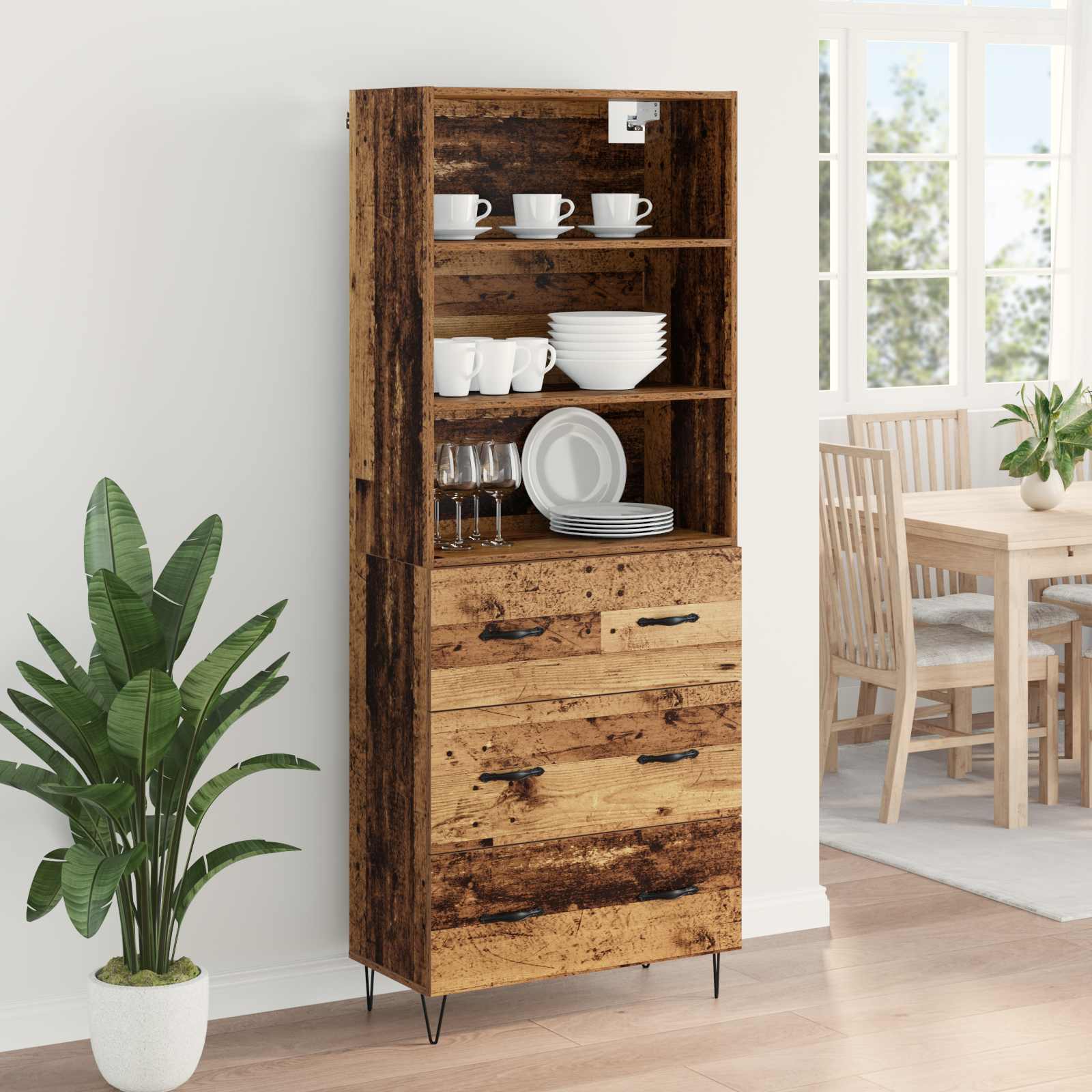 Haut Armoire 2 pc Bois ancien 69,5 x 34 x 180 cm