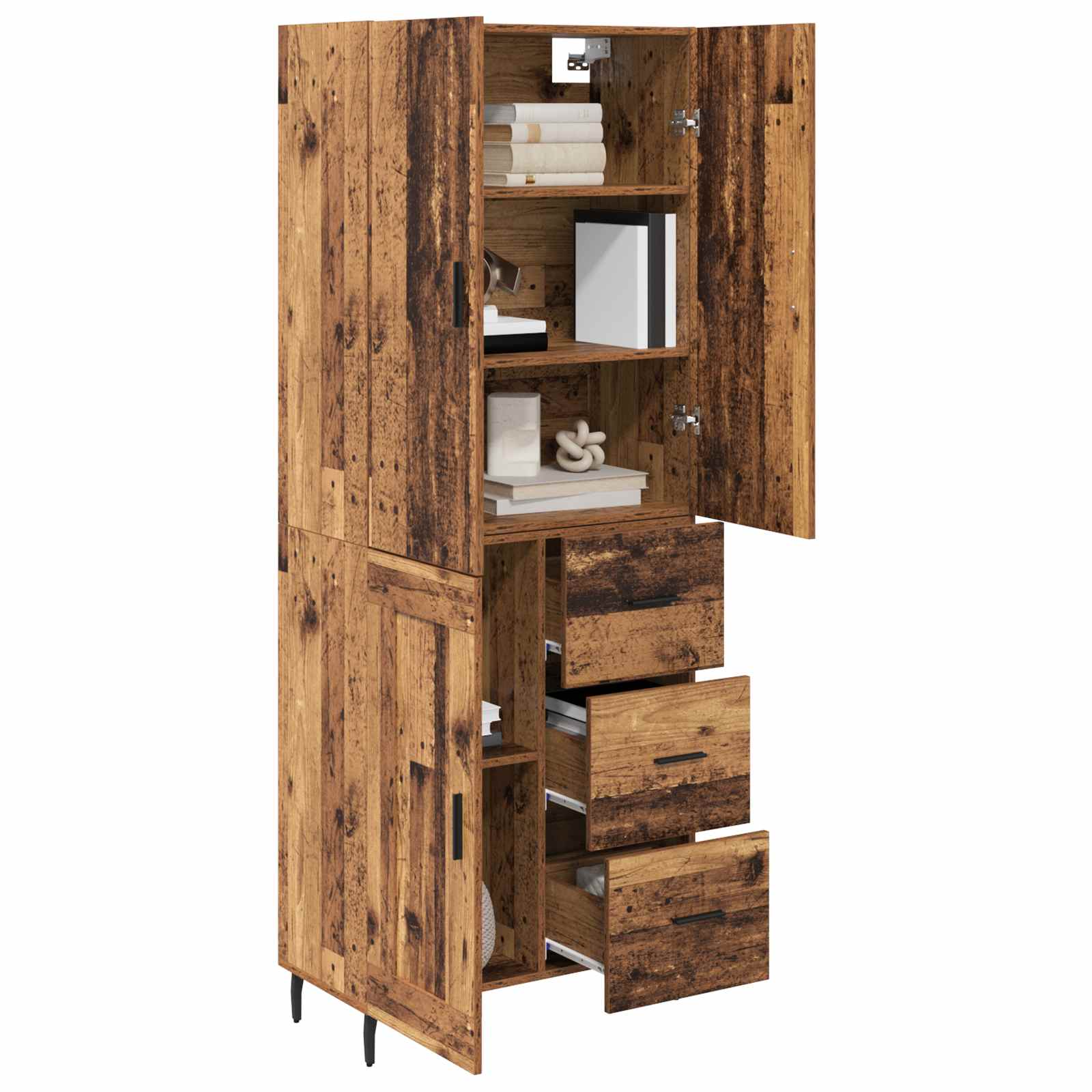 Haut Armoire 2 pc Bois Ancien 69,5 x 34 x 180 cm