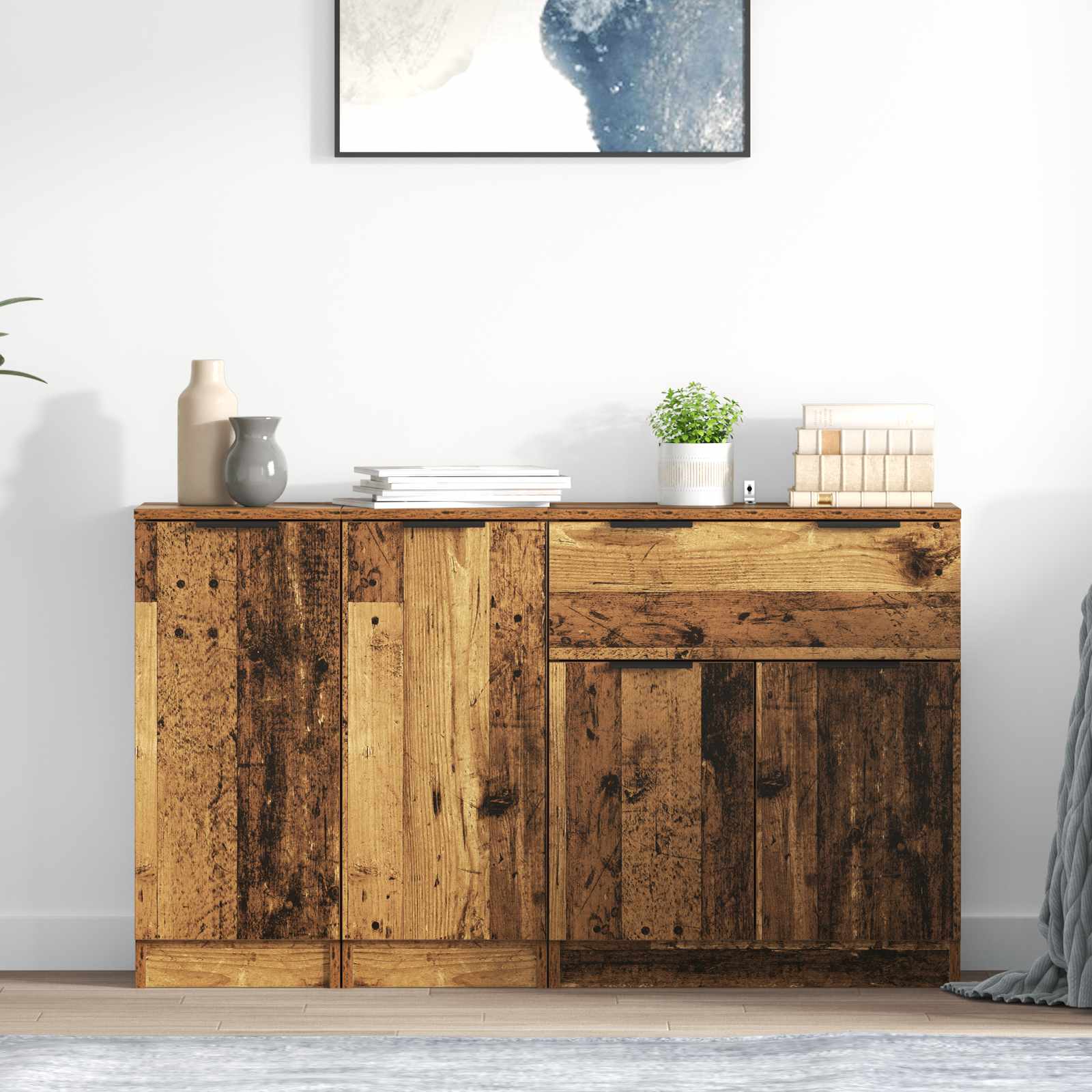 Buffet avec tiroir 3 pcs Bois Ancien Bois d'ingénierie - XIOS