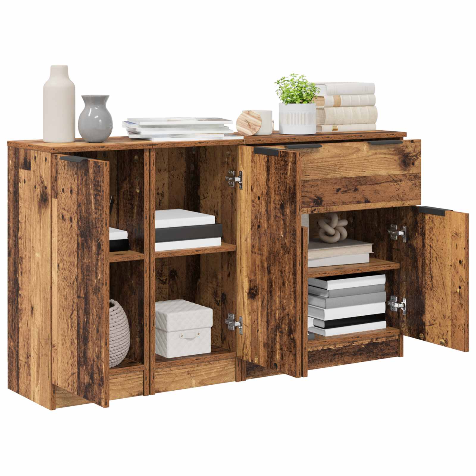 Buffet 3 pc Bois Ancien 120 x 30 x 70 cm Bois d'ingénierie
