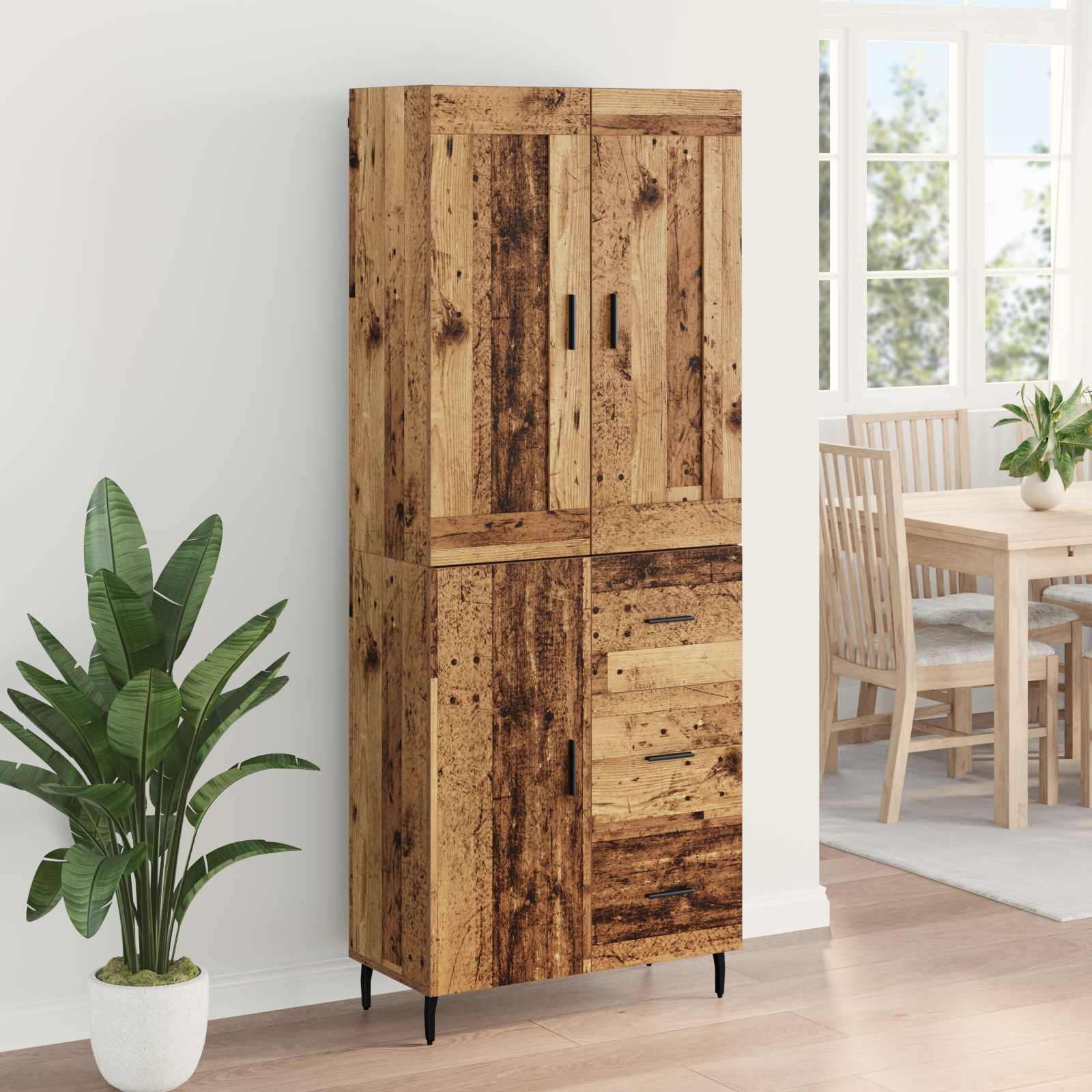 Haut Armoire 2 pc Bois ancien 69,5 x 34 x 180 cm - XIOS