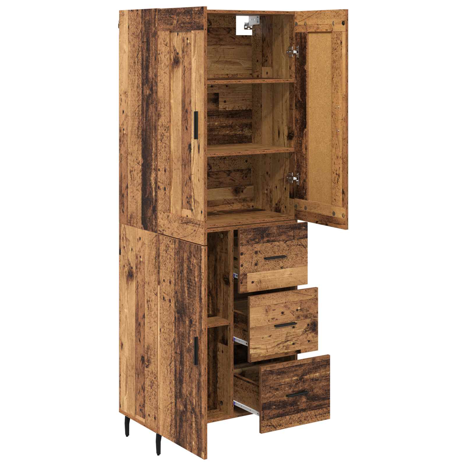 Haut Armoire 2 pc Bois ancien 69,5 x 34 x 180 cm - XIOS