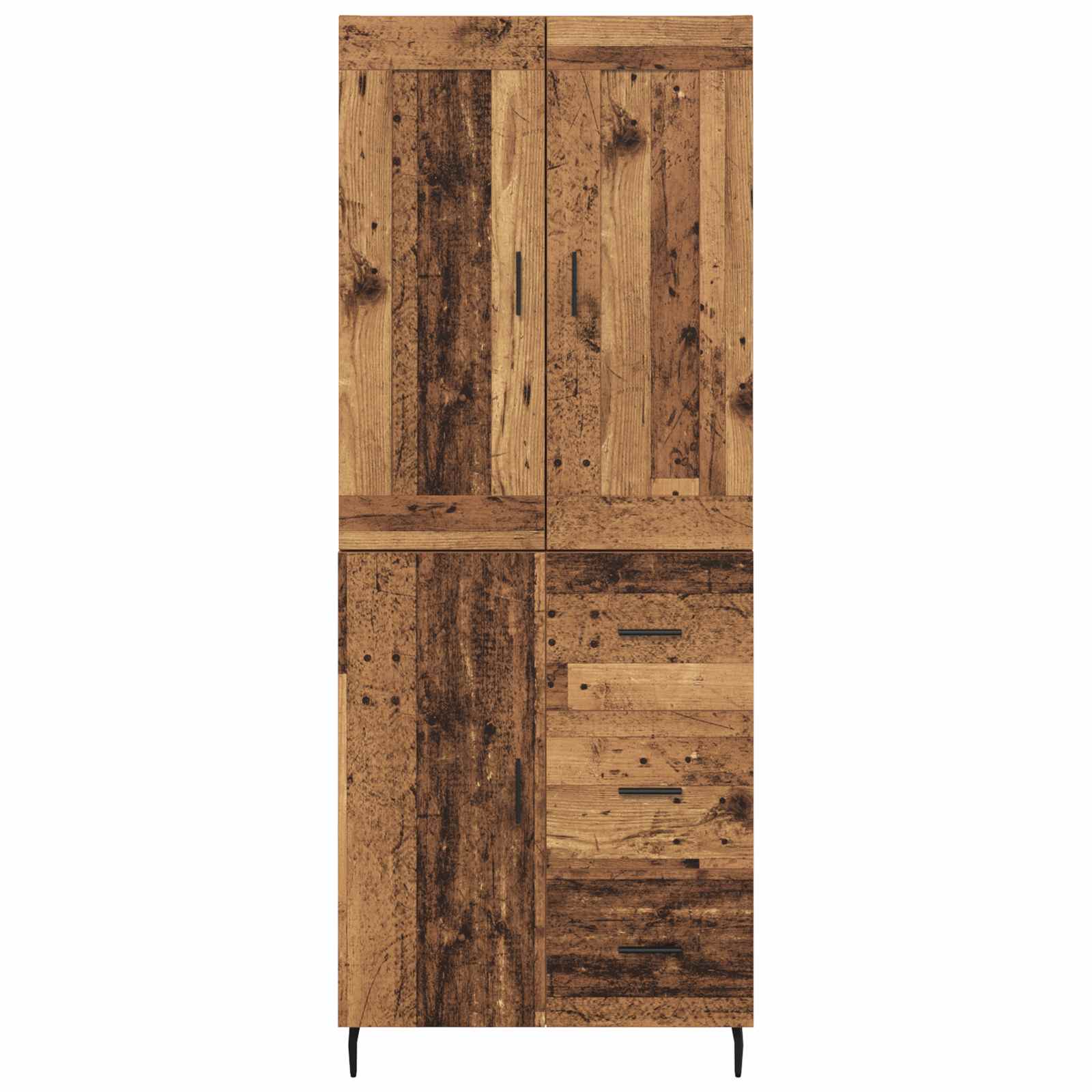 Haut Armoire 2 pcs Bois Ancien Bois Aggloméré et Verre - XIOS