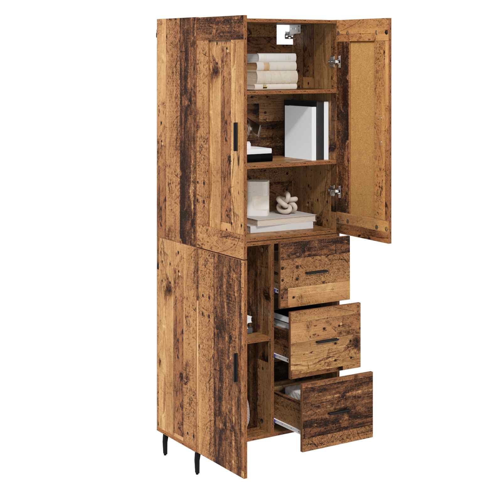 Haut Armoire avec tiroir 2 pcs Bois ancien Bois d'ingénierie - XIOS