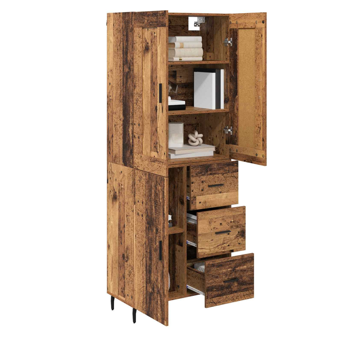 Haut Armoire 2 pc Bois ancien 69,5 x 34 x 180 cm - XIOS