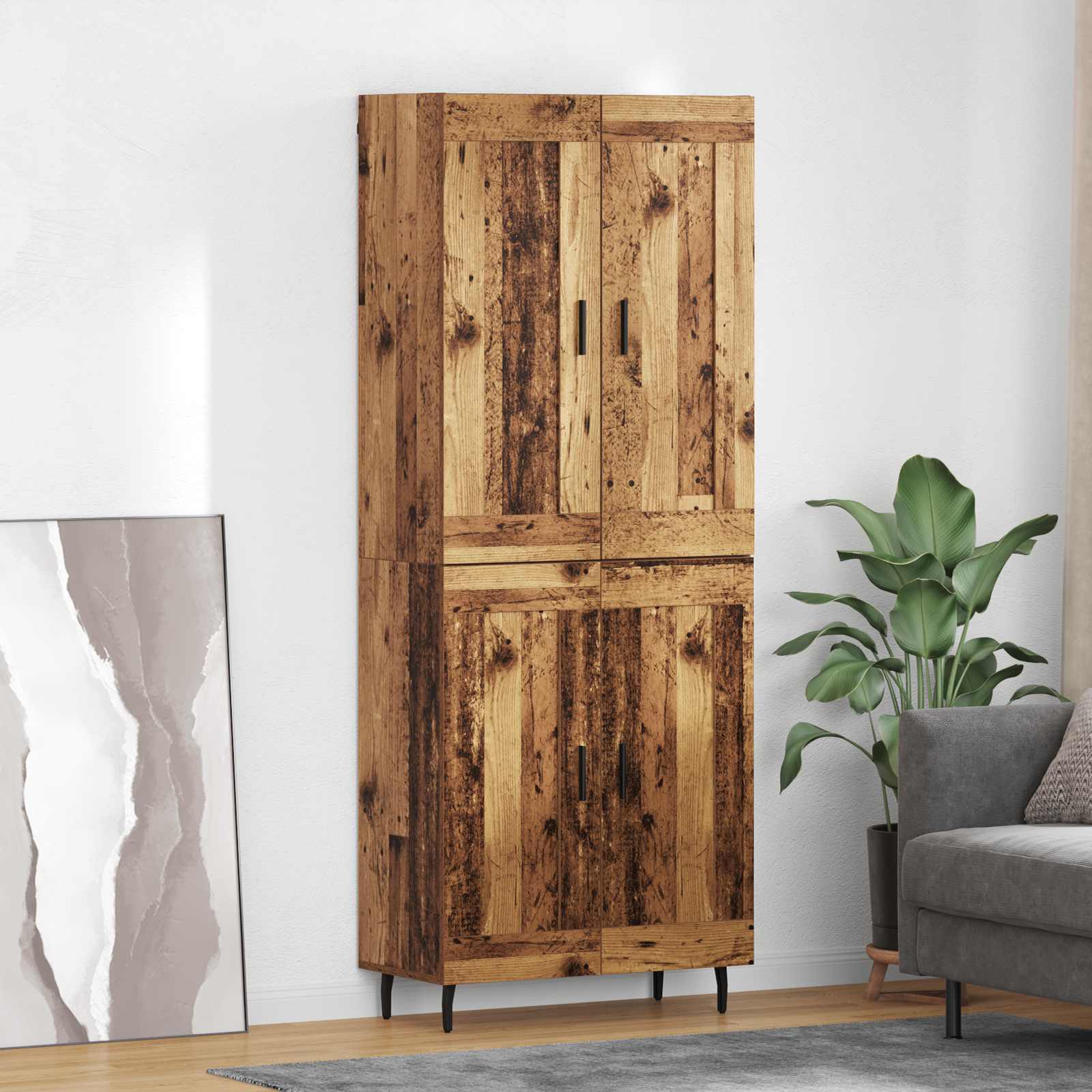 Haut Armoire 2 pcs Bois Ancien Bois d'ingénierie - XIOS
