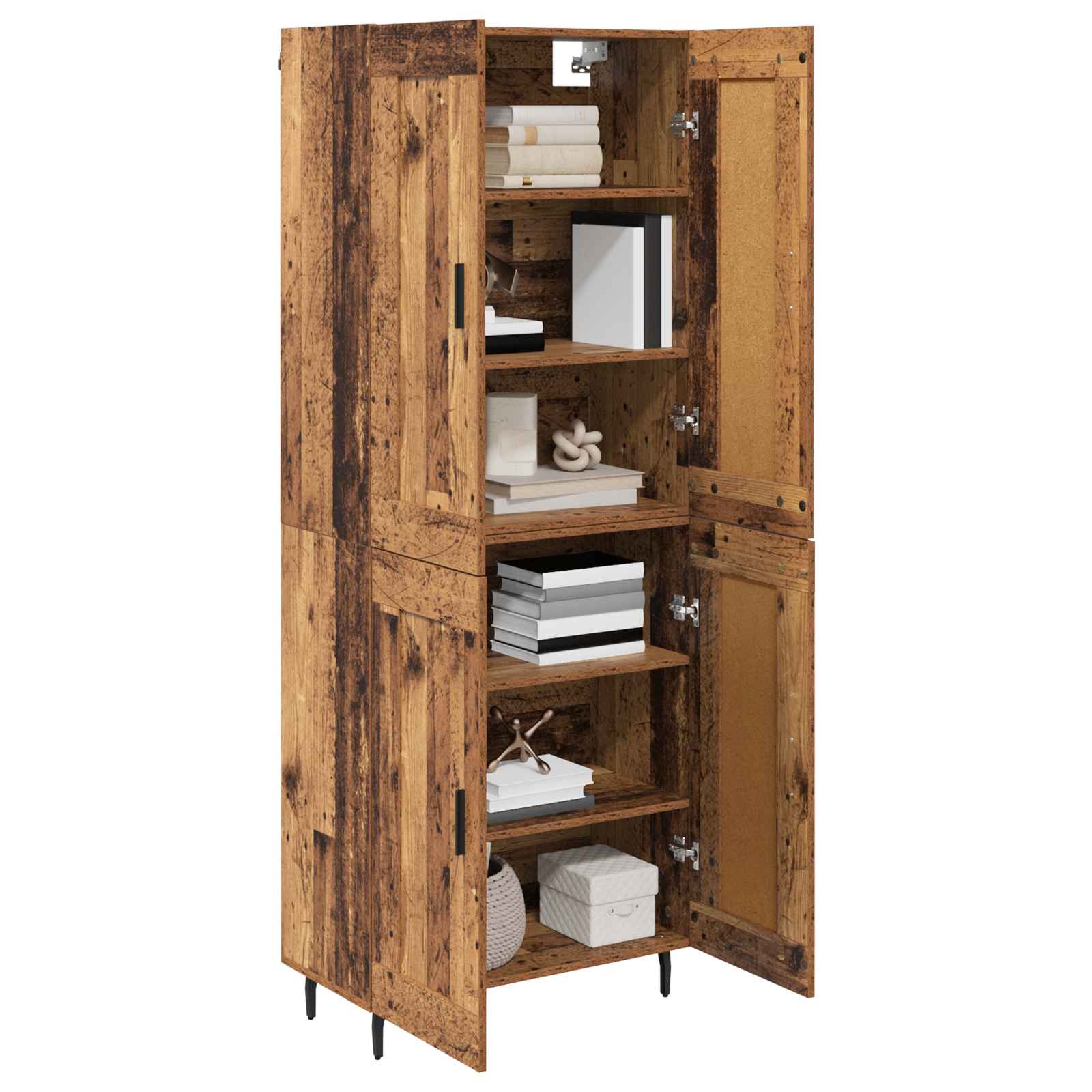 Haut Armoire 2 pcs Bois Ancien Bois d'ingénierie - XIOS