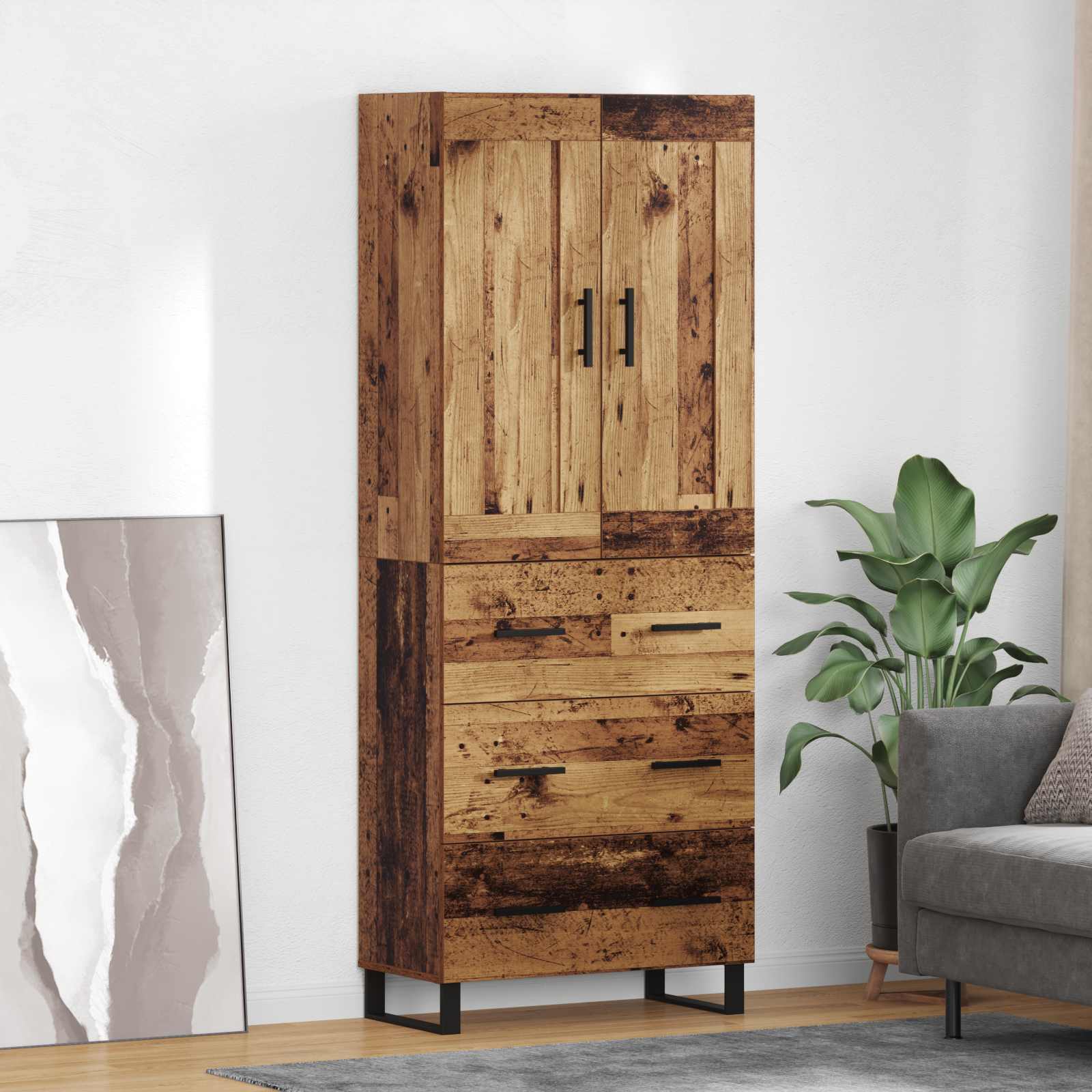 Haut Armoire 2 pc Bois ancien 69,5 x 34 x 180 cm
