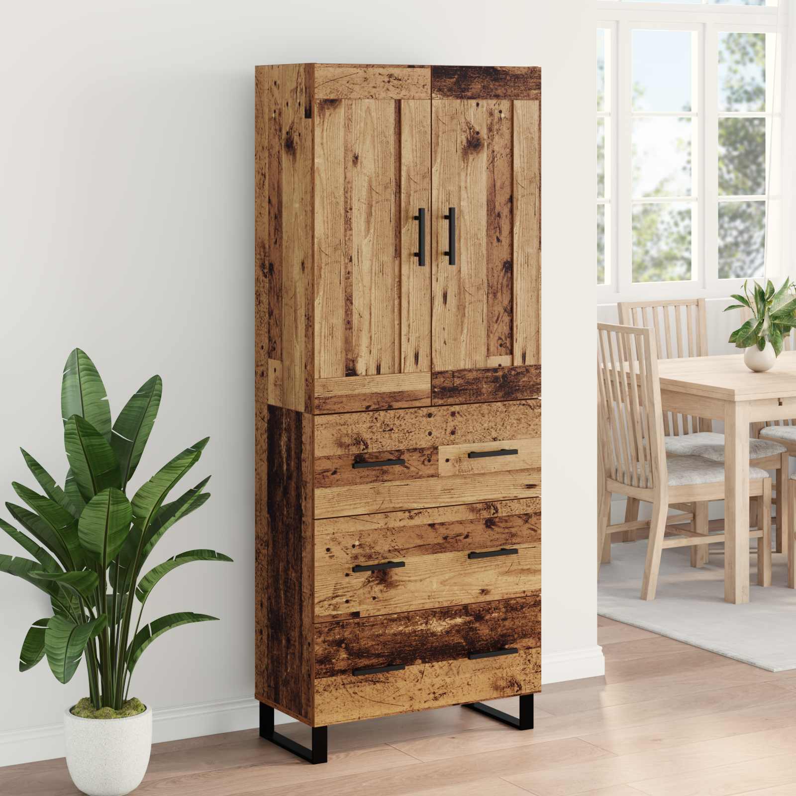 Haut Armoire 2 pc Bois ancien 69,5 x 34 x 180 cm