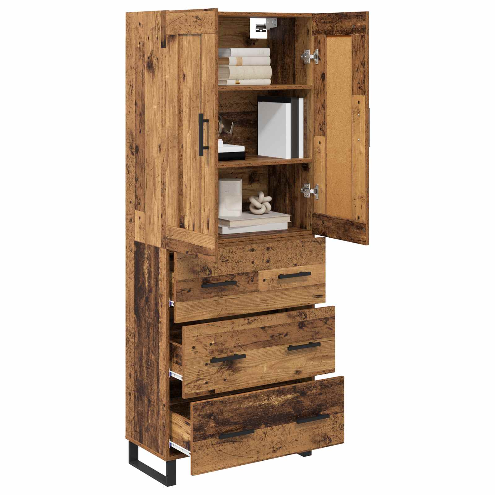 Haut Armoire 2 pc Bois ancien 69,5 x 34 x 180 cm