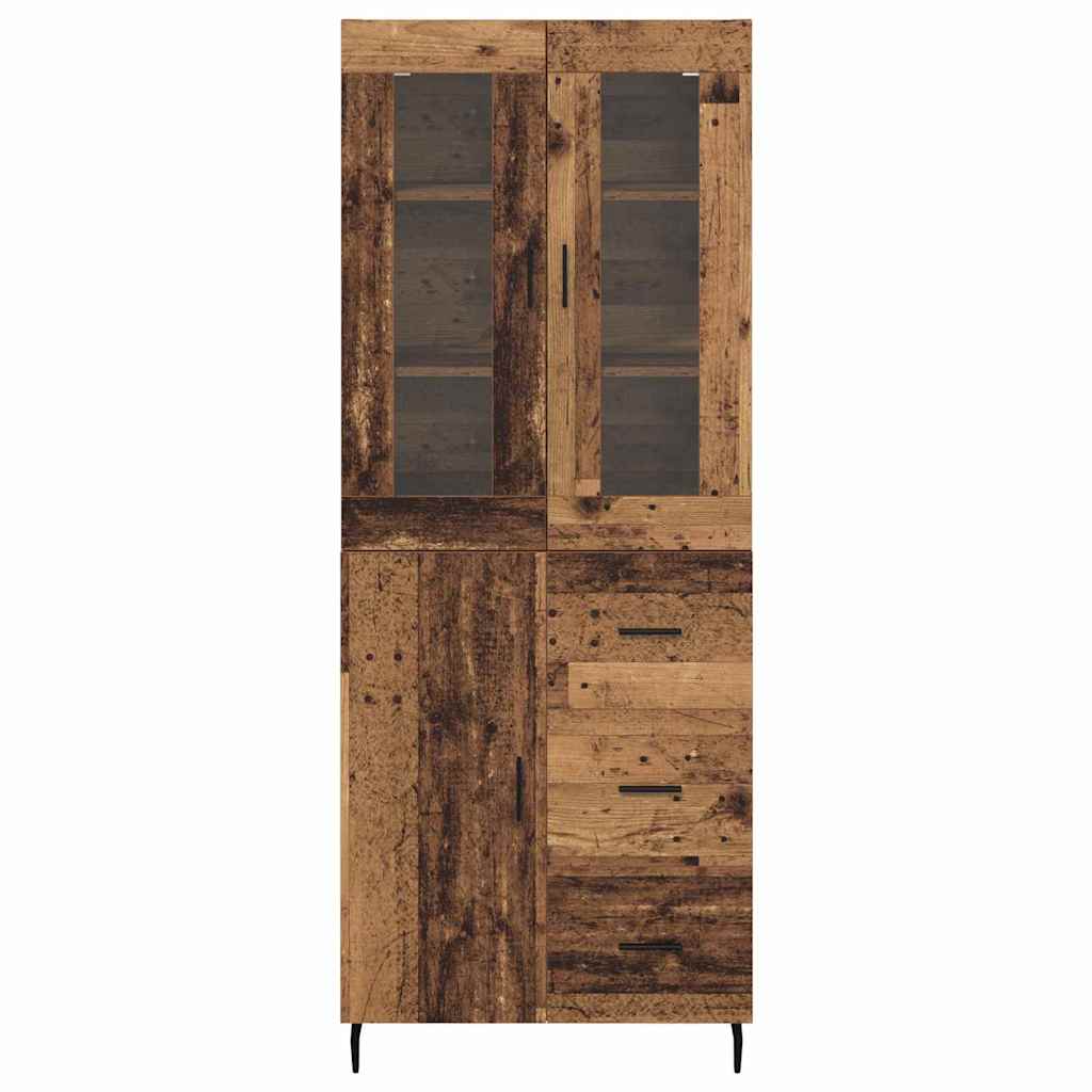 Haut Armoire 2 pcs Bois Ancien Bois Aggloméré et Verre - XIOS