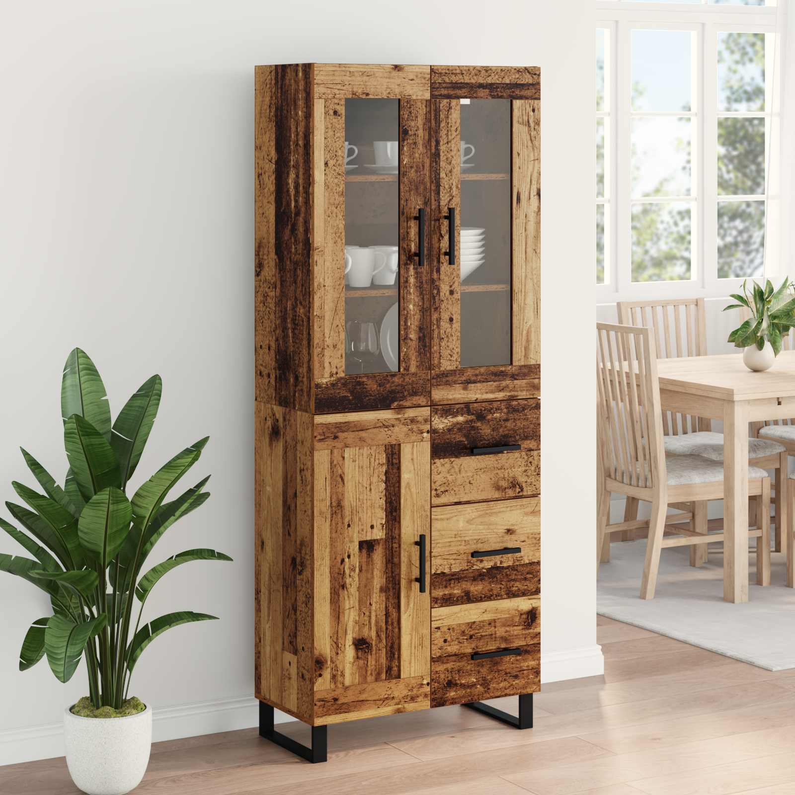 Haut Armoire avec tiroir 2 pcs Bois Ancien Bois d'ingénierie - XIOS