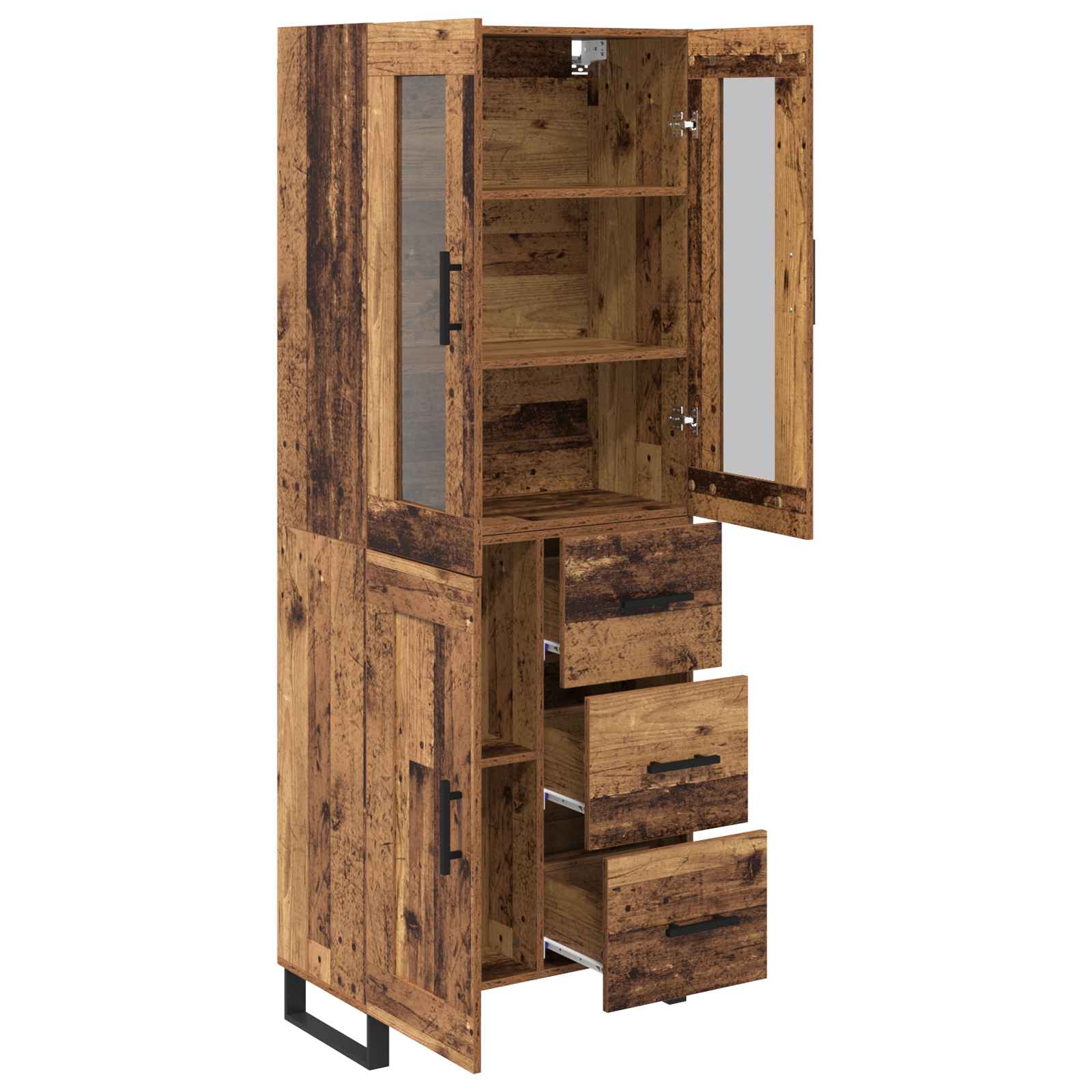 Haut Armoire 2 pcs Bois Ancien Bois Aggloméré et Verre - XIOS