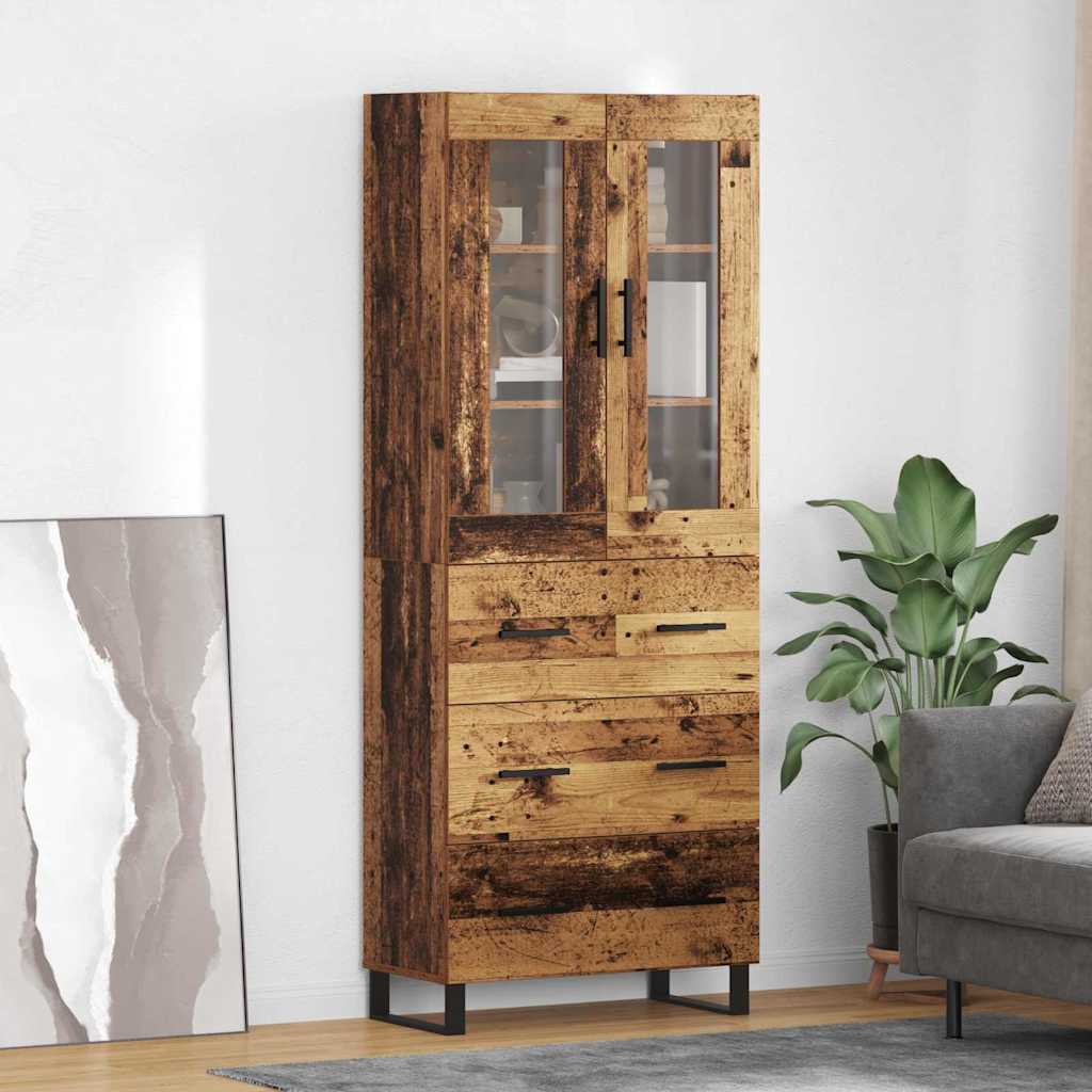 Haut Armoire avec tiroir 2 pcs Bois Ancien Bois d'ingénierie - XIOS