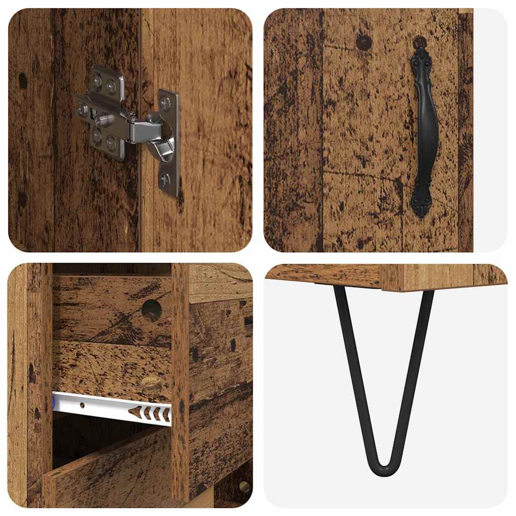 Haut Armoire 2 pcs Bois Ancien Bois Aggloméré et Verre - XIOS