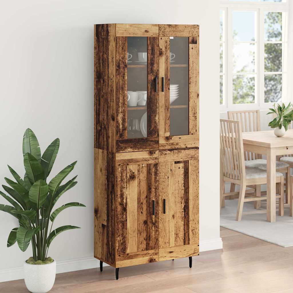 Haut Armoire 2 pcs Bois Ancien Bois Aggloméré et Verre - XIOS