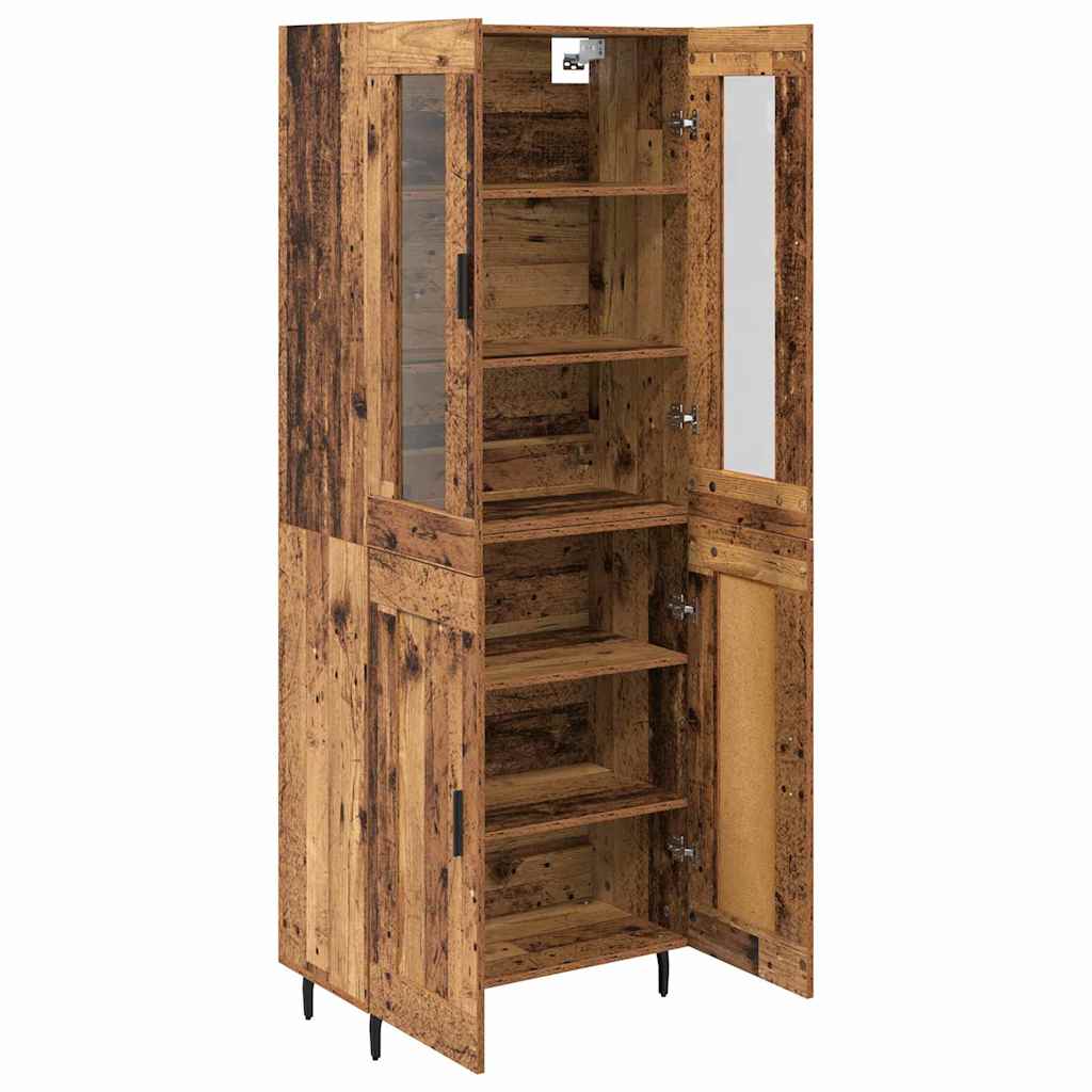 Haut Armoire 2 pcs Bois Ancien Bois Aggloméré et Verre - XIOS