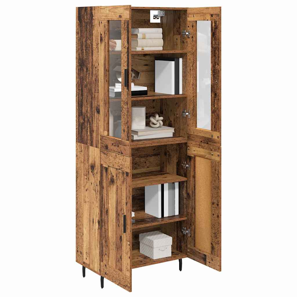Haut Armoire 2 pcs Bois Ancien Bois Aggloméré et Verre - XIOS