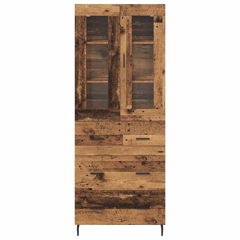 Haut Armoire 2 pcs Bois Ancien Bois Aggloméré et Verre - XIOS