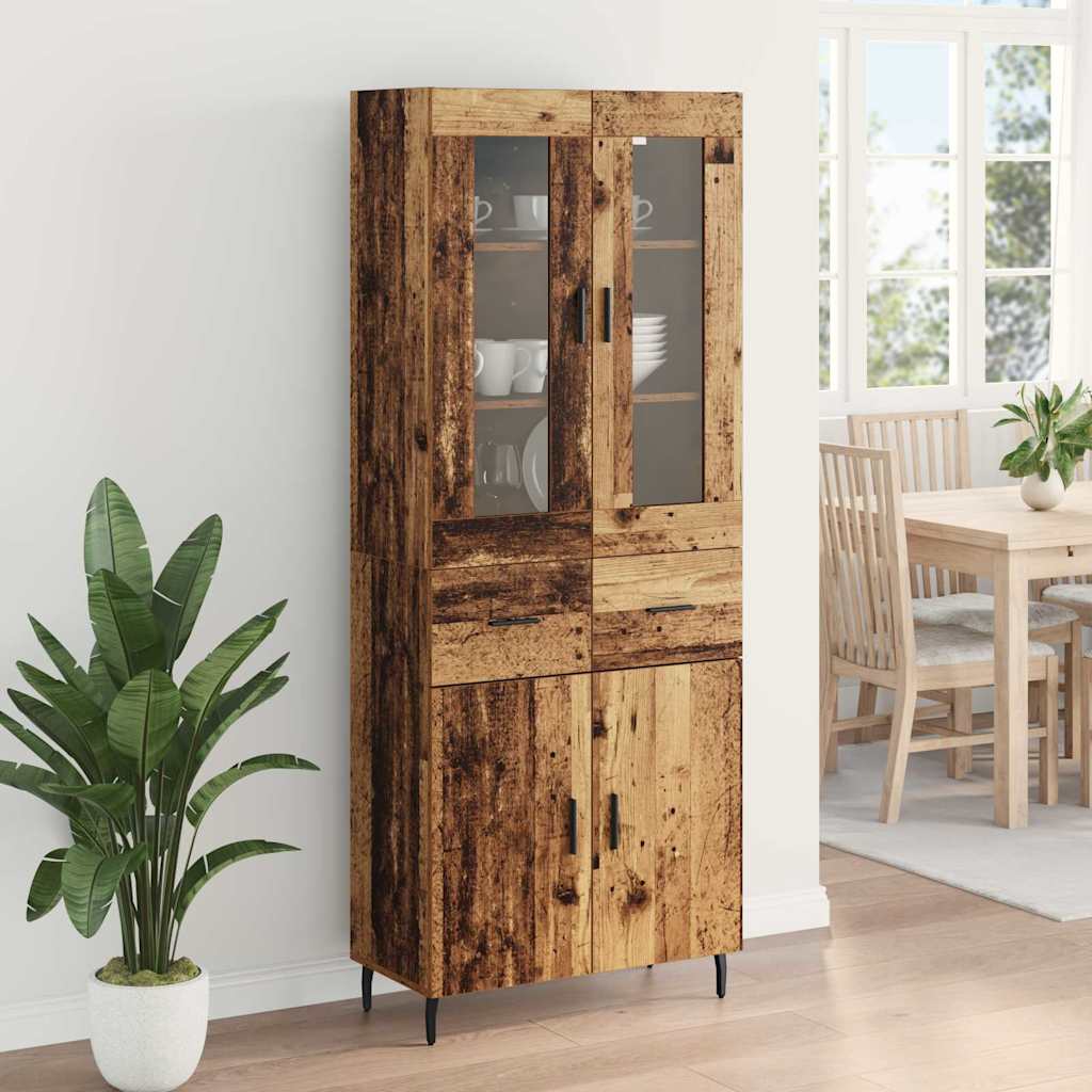 Haut Armoire 2 pcs Bois Ancien Bois Aggloméré et Verre - XIOS