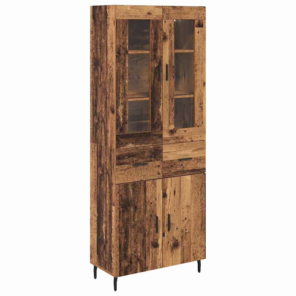 Haut Armoire 2 pcs Bois Ancien Bois Aggloméré et Verre - XIOS