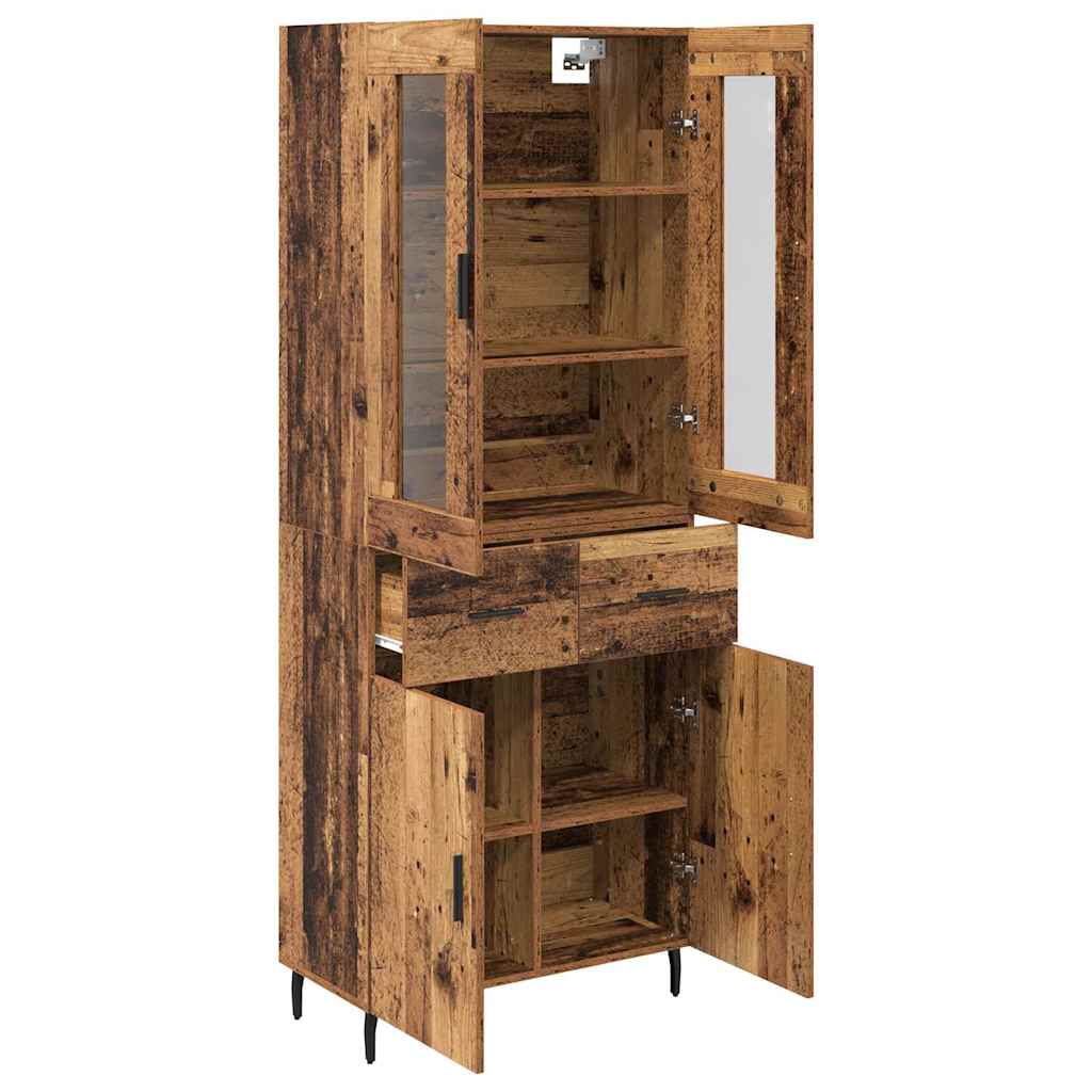 Haut Armoire 2 pcs Bois Ancien Bois Aggloméré et Verre - XIOS