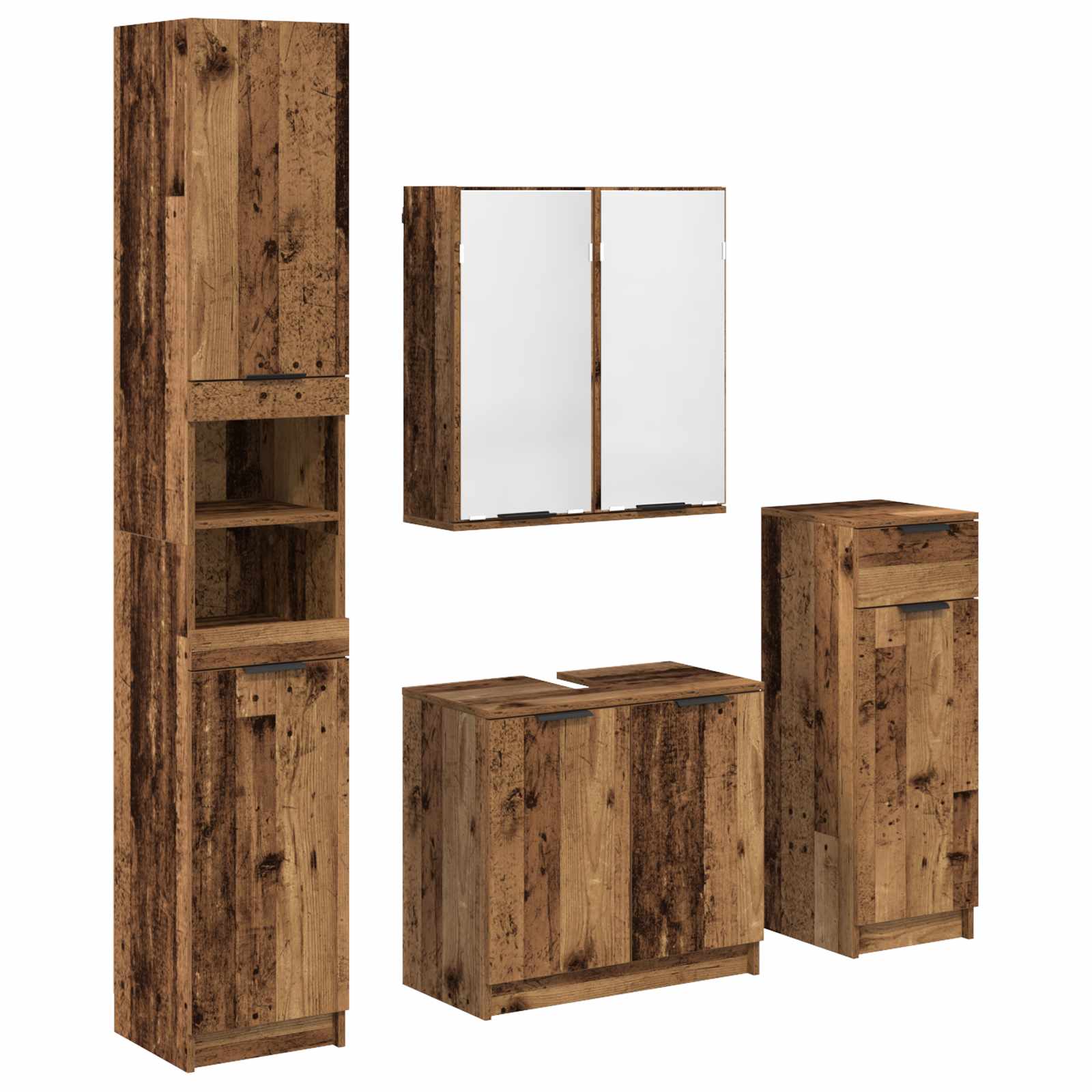 Ensemble de mobilier de salle de bain 4 pc Bois ancien