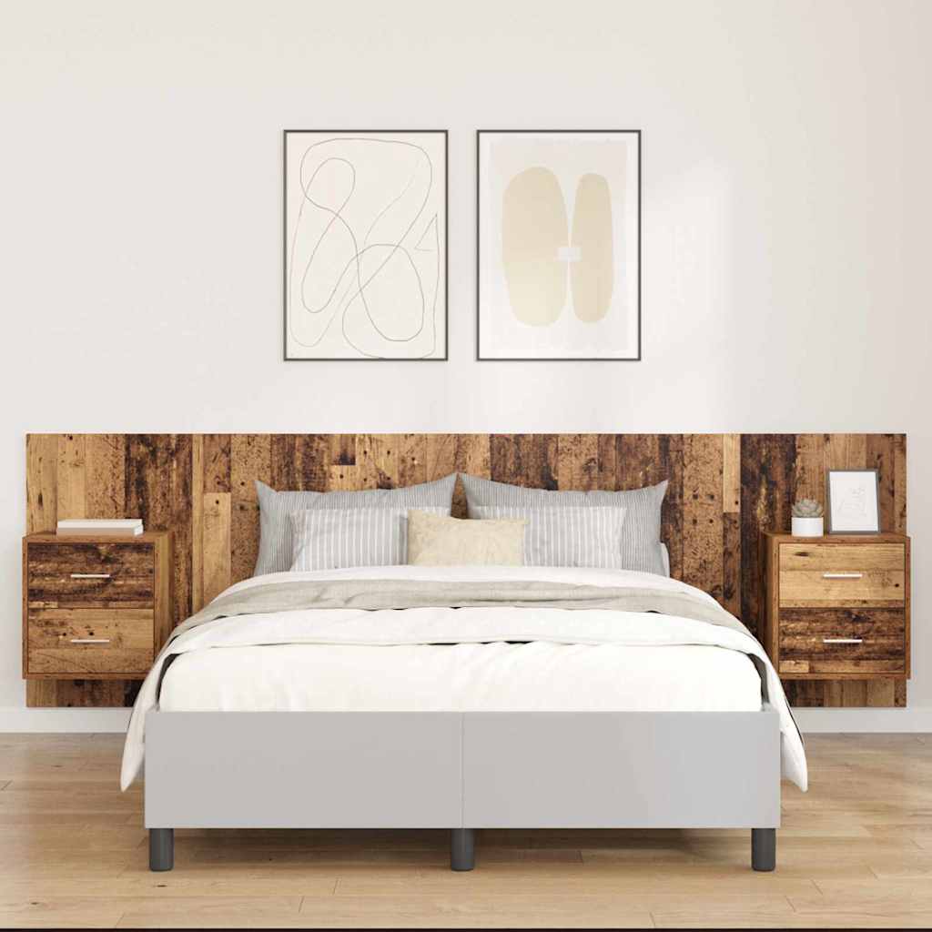 Tête de lit avec armoire 3 pcs Bois Ancien Bois d'ingénierie - XIOS