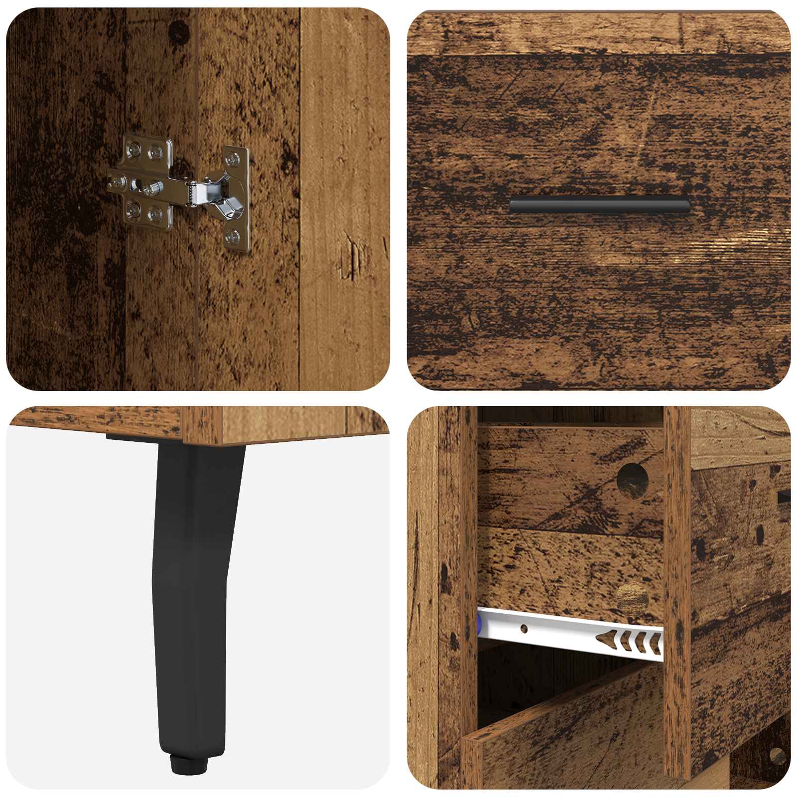 Haut Armoire avec tiroir 2 pcs Bois Ancien Bois d'ingénierie - XIOS