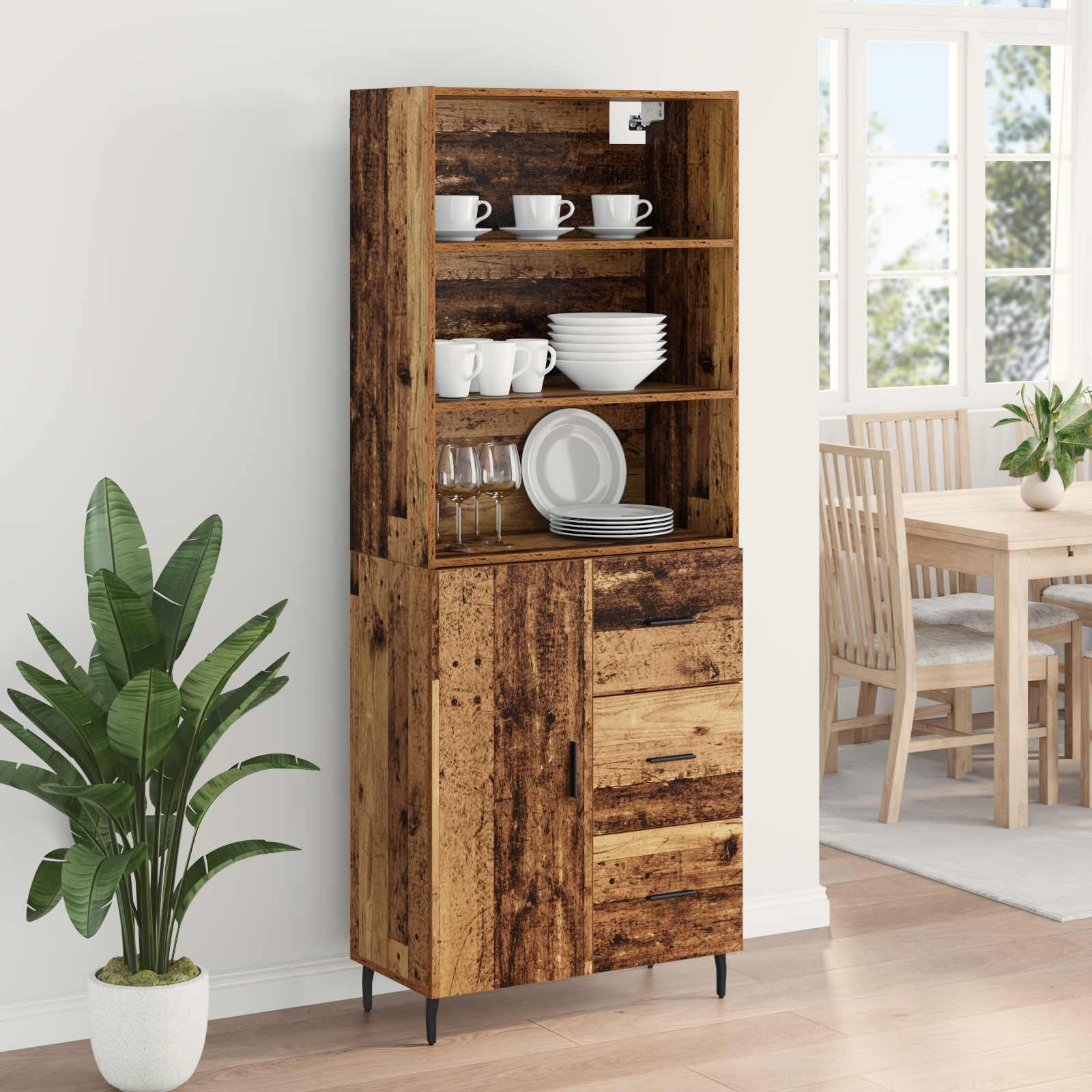 Haut Armoire avec tiroir 2 pcs Bois Ancien Bois d'ingénierie - XIOS