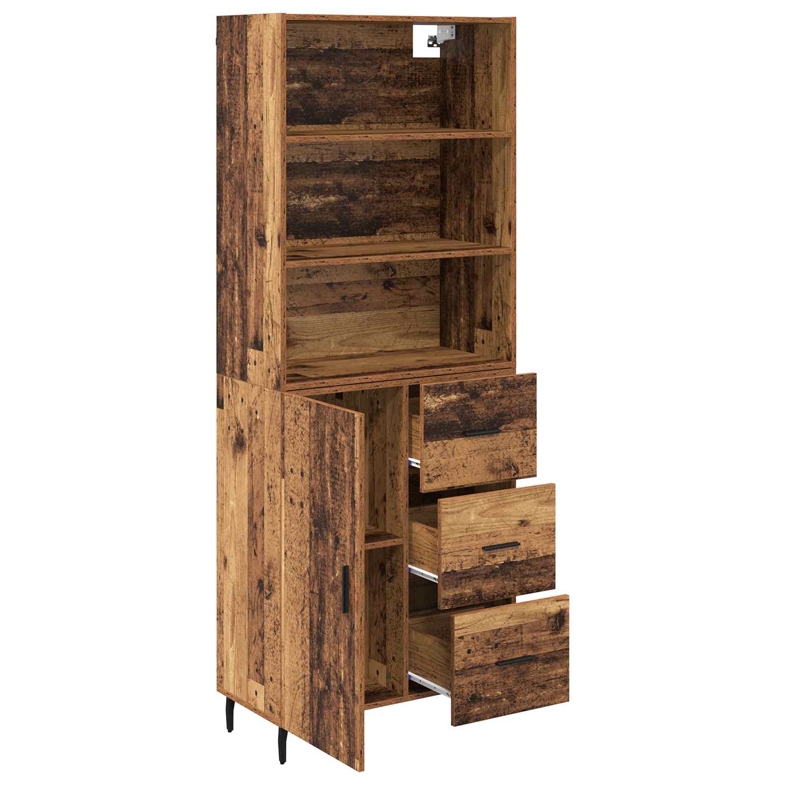 Haut Armoire avec tiroir 2 pcs Bois Ancien Bois d'ingénierie - XIOS