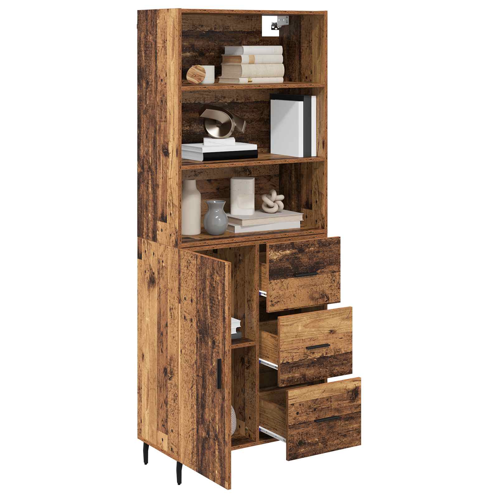 Haut Armoire avec tiroir 2 pcs Bois Ancien Bois d'ingénierie - XIOS