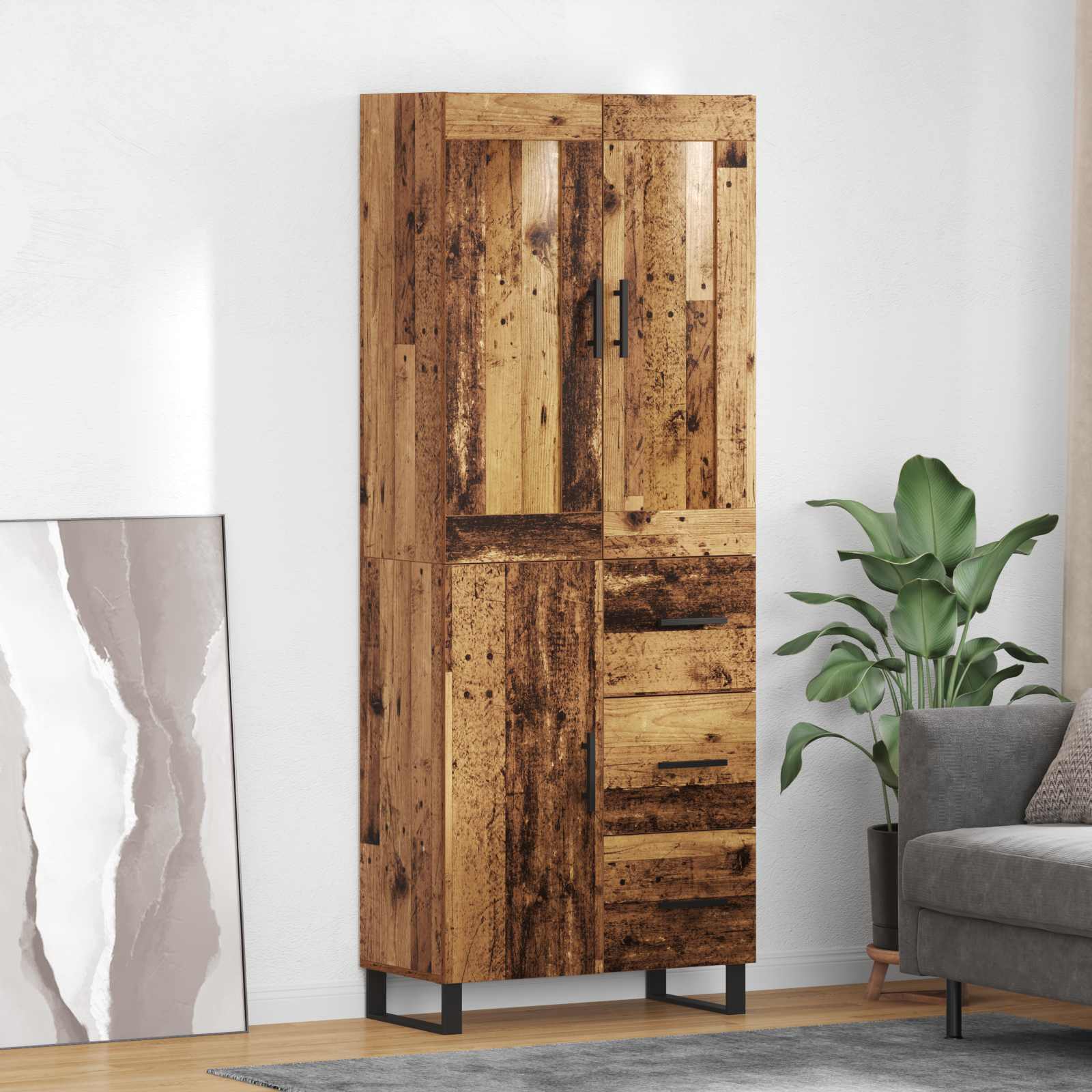 Haut Armoire 2 pc Bois ancien 69,5 x 34 x 180 cm