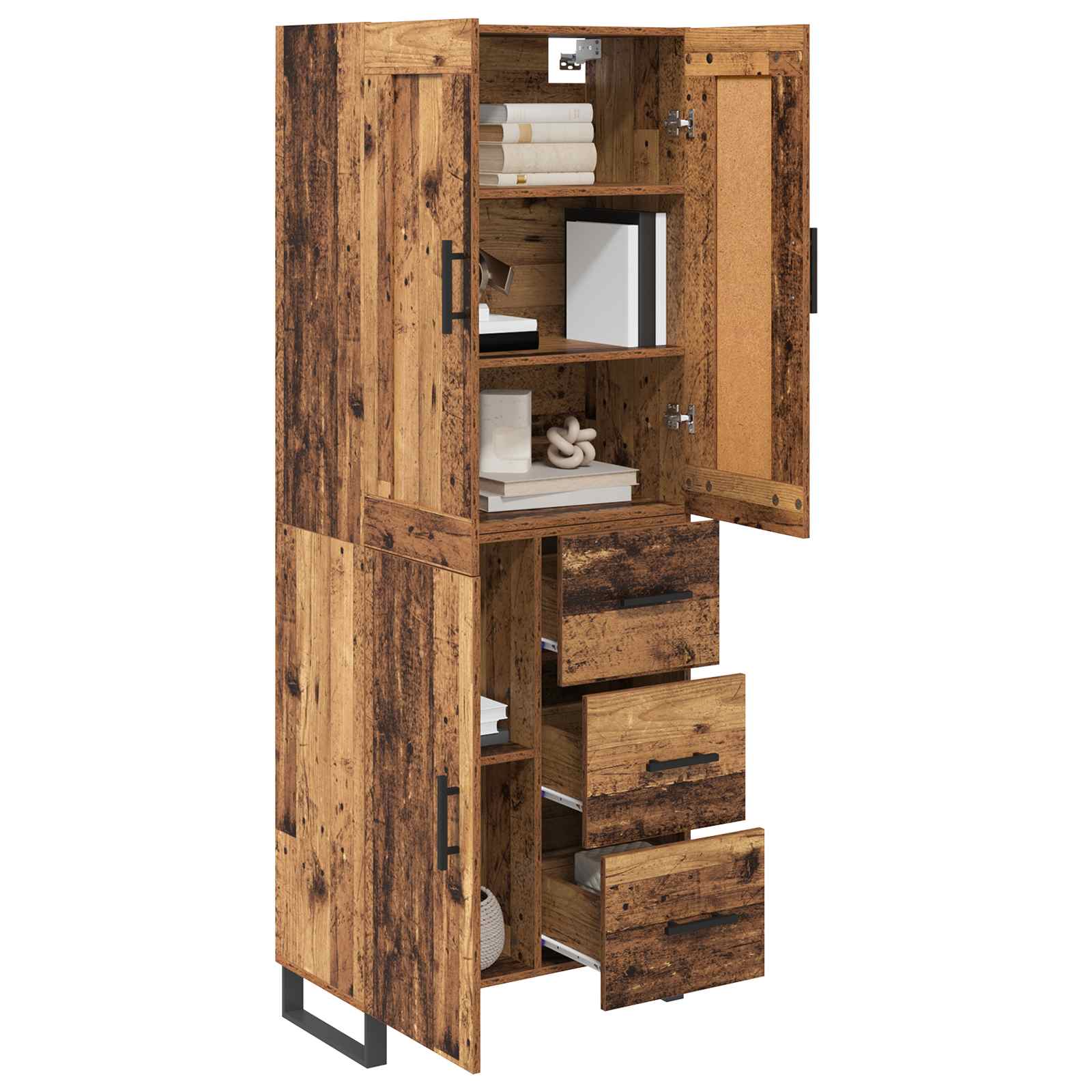 Haut Armoire 2 pc Bois ancien 69,5 x 34 x 180 cm
