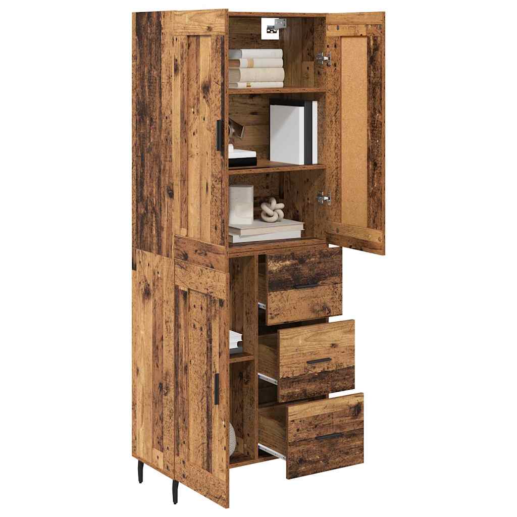 Haut Armoire avec tiroir 2 pcs Bois Ancien Bois d'ingénierie - XIOS