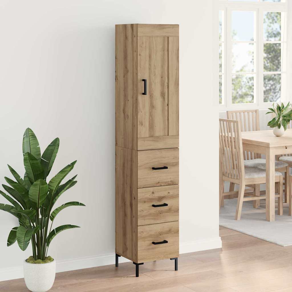 Haut Armoire avec tiroir Chêne artisanal 34,5 x 34 x 180 cm - XIOS