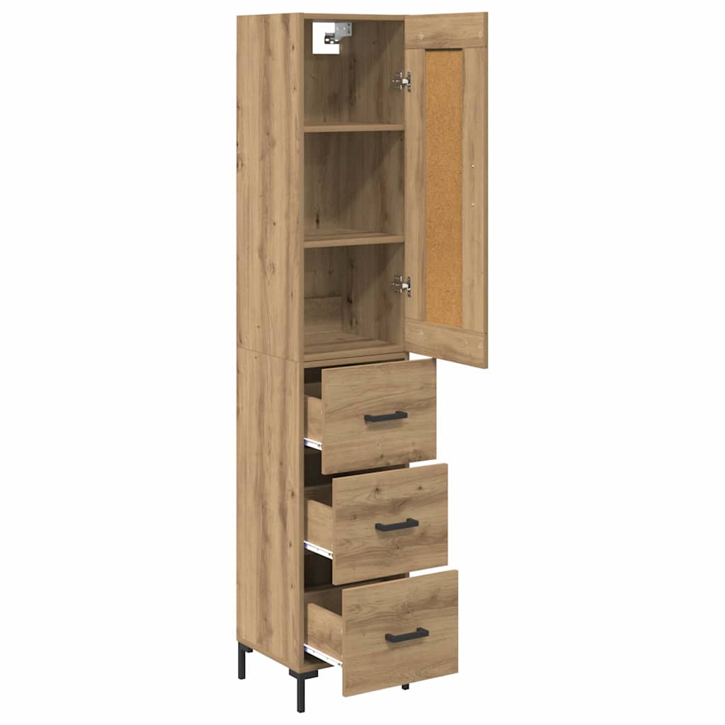 Haut Armoire avec tiroir Chêne artisanal 34,5 x 34 x 180 cm - XIOS
