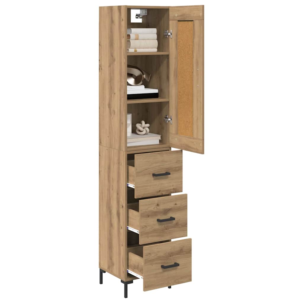 Haut Armoire avec tiroir Chêne artisanal 34,5 x 34 x 180 cm - XIOS