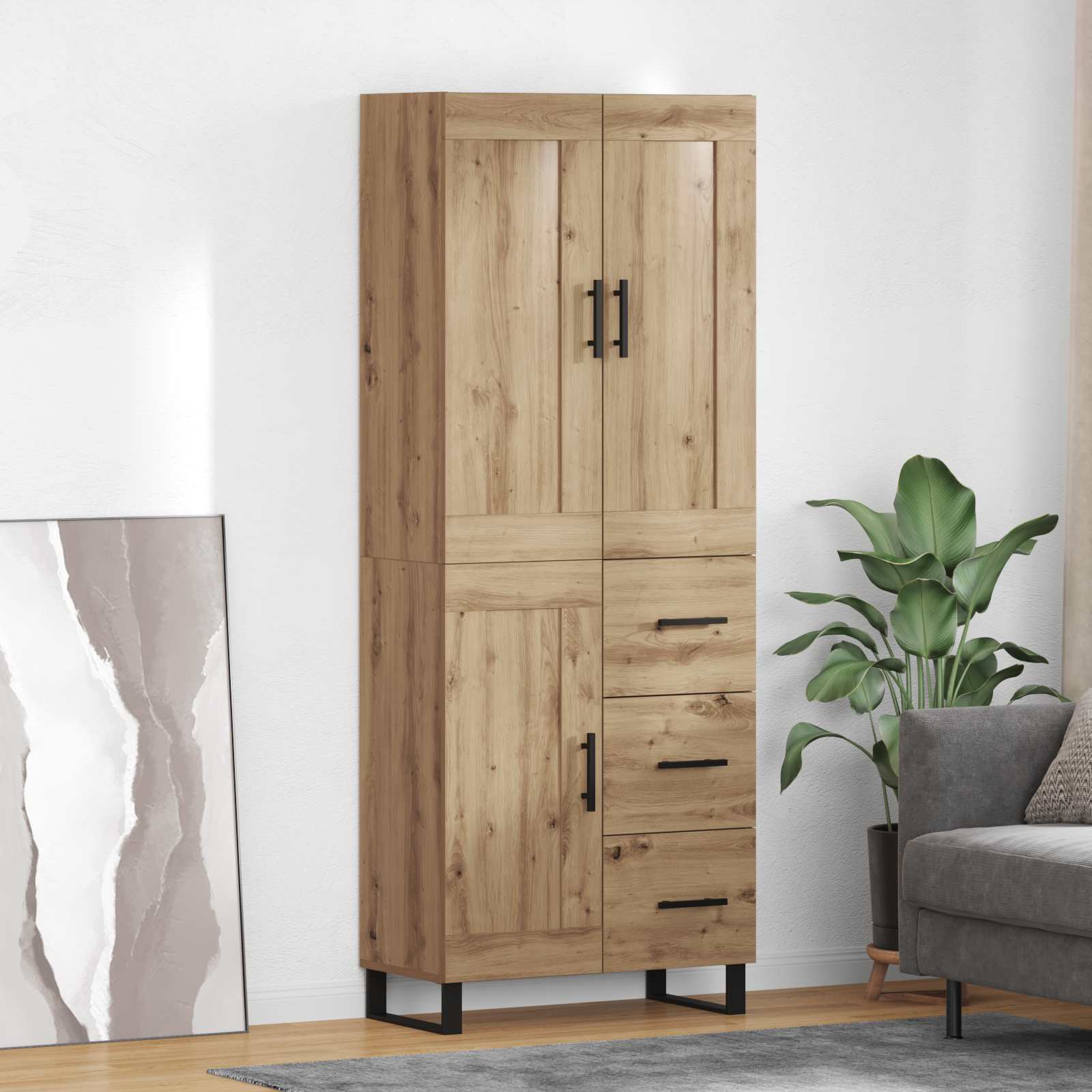 Haut Armoire 2 pcs Chêne artisanal Bois Aggloméré et Verre - XIOS