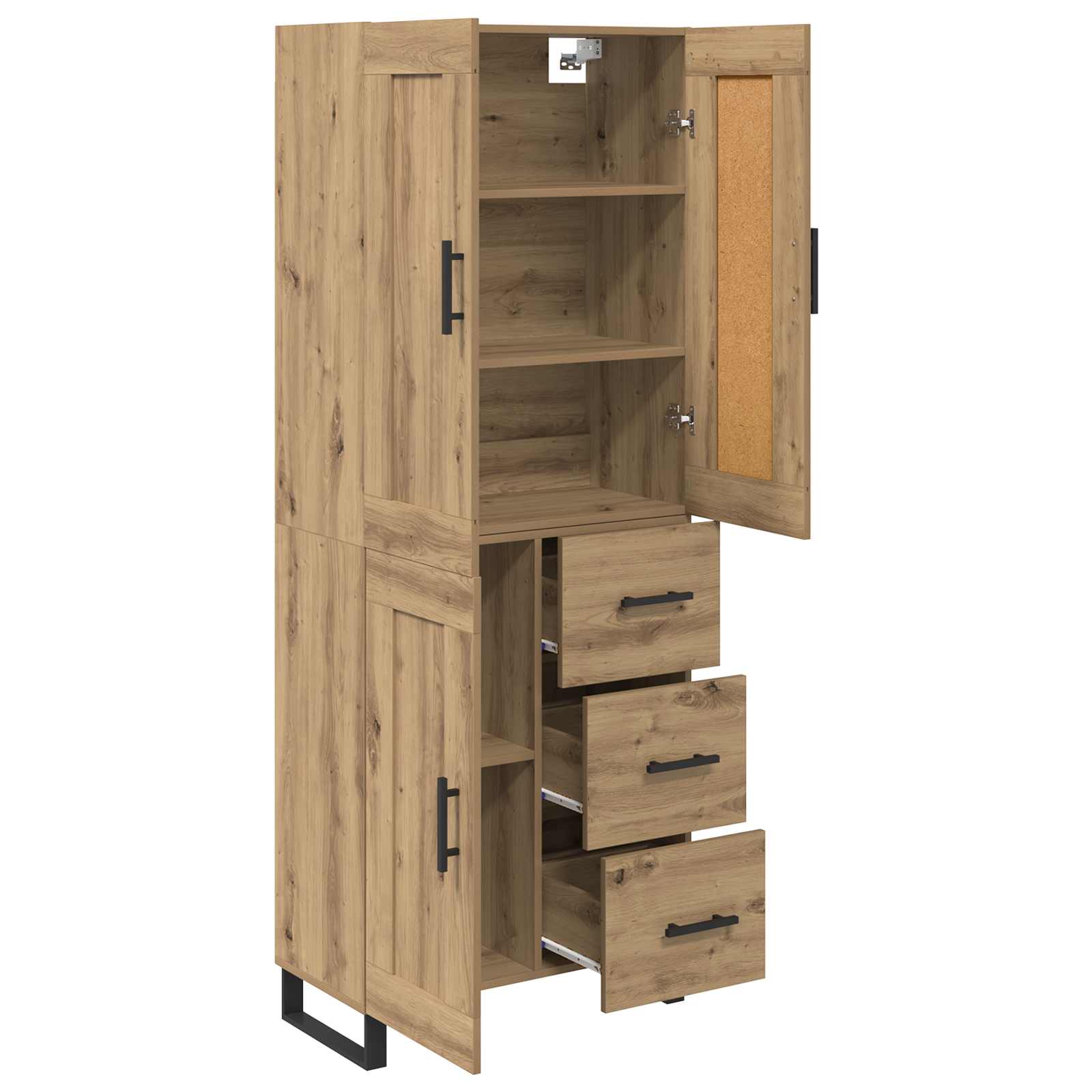 Haut Armoire 2 pcs Chêne artisanal Bois Aggloméré et Verre - XIOS